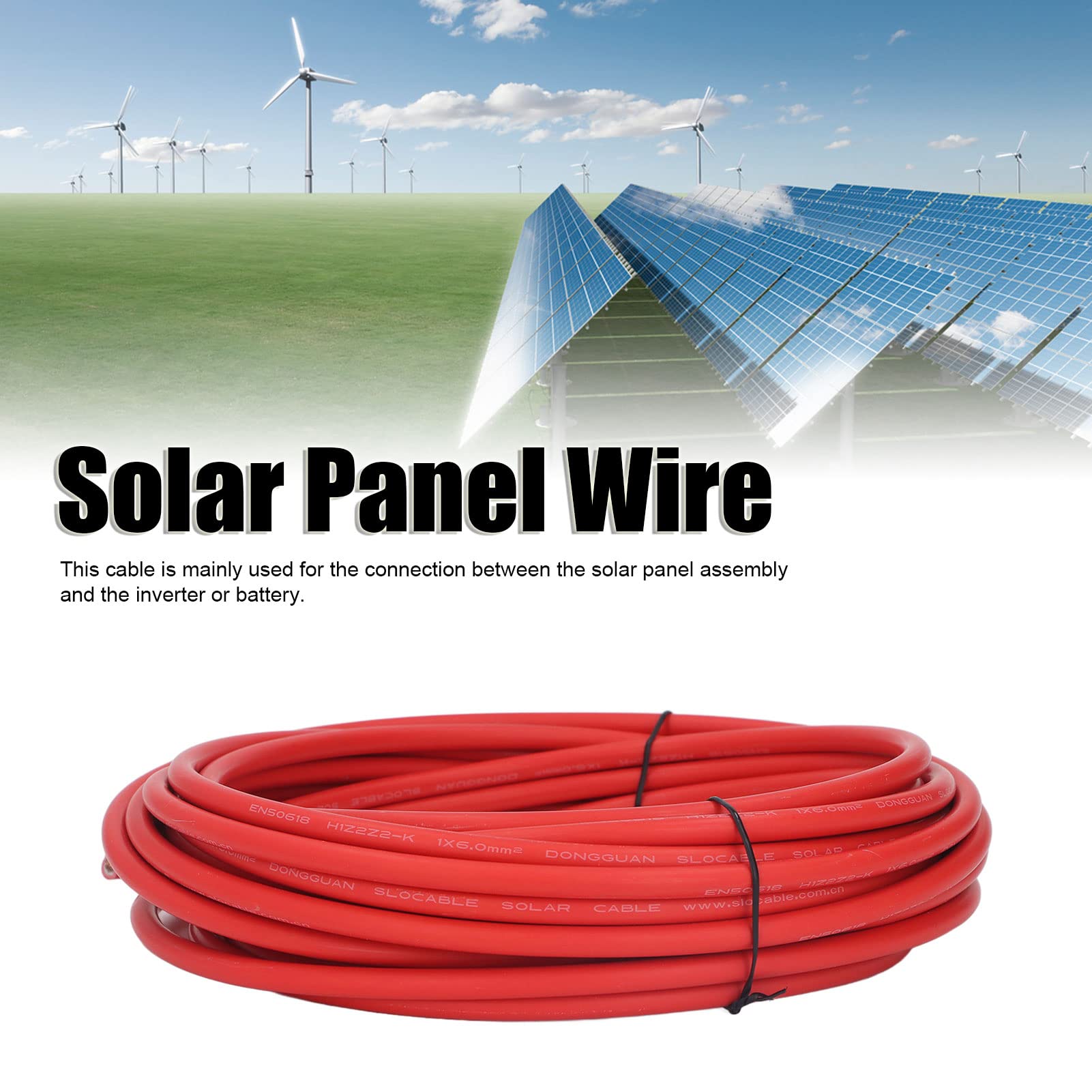 Ubersweet® 10m Solar Power Cable - Heavy Duty, Anti-Corrosion Solar Panel Wire for Industrial Use (Red) | Perfect for Off-Grid Systems, Solar Farms & RV Solar Installations