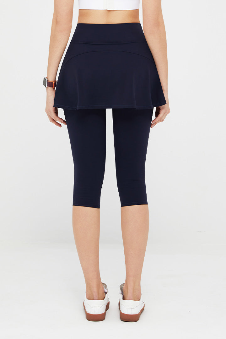 FlexEase™ High Waist Skirted Capri Leggings for Women - Tummy Control Workout Yoga Pants - Comfortable Stretchy Athletic Leggings for Running, Gym & Lounge Wear