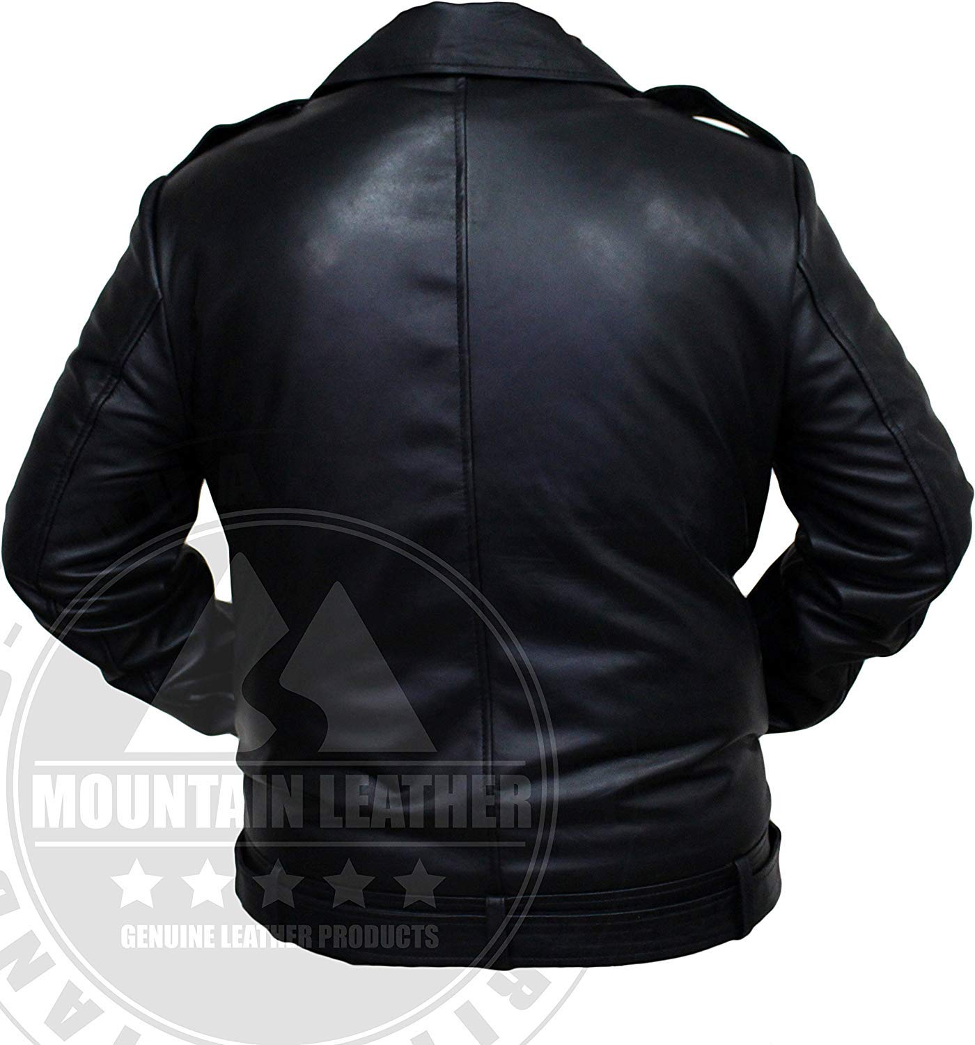 Jeffrey Dean Morgan Negan Black Leather Jacket - Walking Dead Inspired Highway Moto Belted Jacket for Men (XL) | Cosplay, Halloween Costume, TV Show Fan Gift