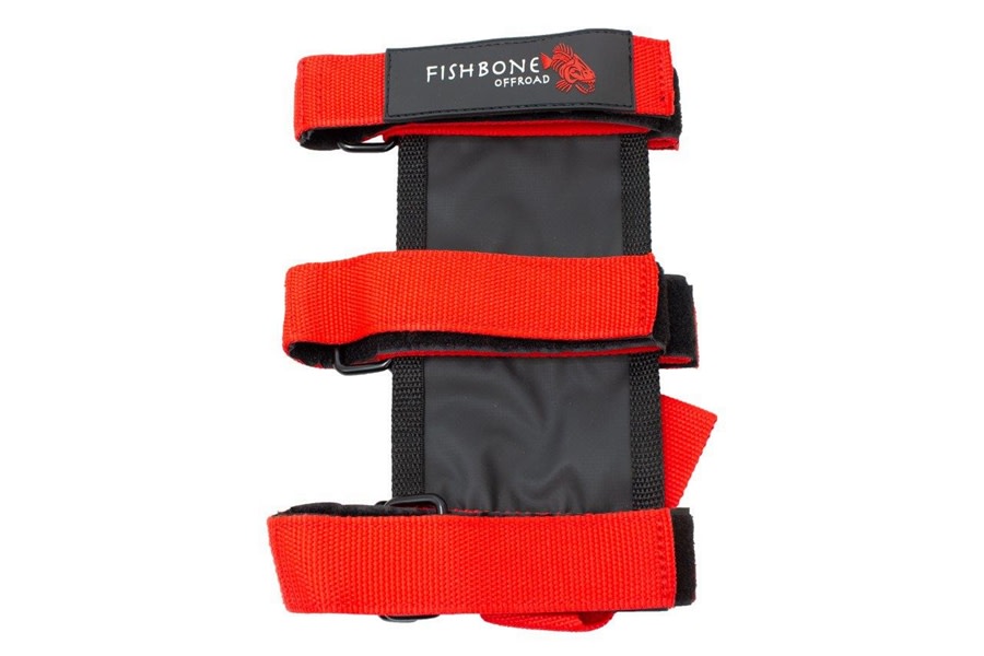 Fishbone Offroad Fire Extinguisher Holder for Padded Roll Bar - Universal Red Car Fire Safety Accessory for Jeep, Truck & Off-Road Vehicles