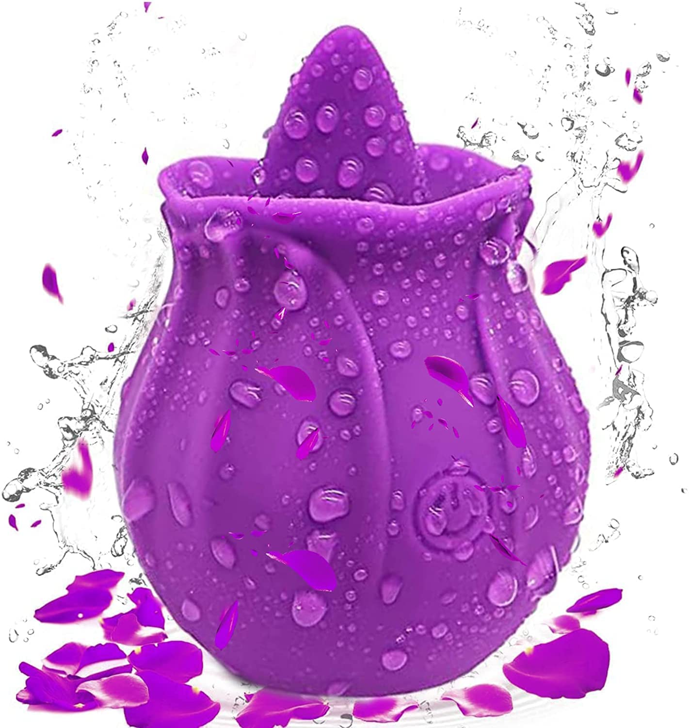 Rechargeable BAMMY Rose Tongue Vibrator - 10 Powerful Sucking & Licking Modes, Purple Adult Toy for Women & Couples - G Spot & Nipple Stimulation - Perfect for Sensual Play & Intimate Moments