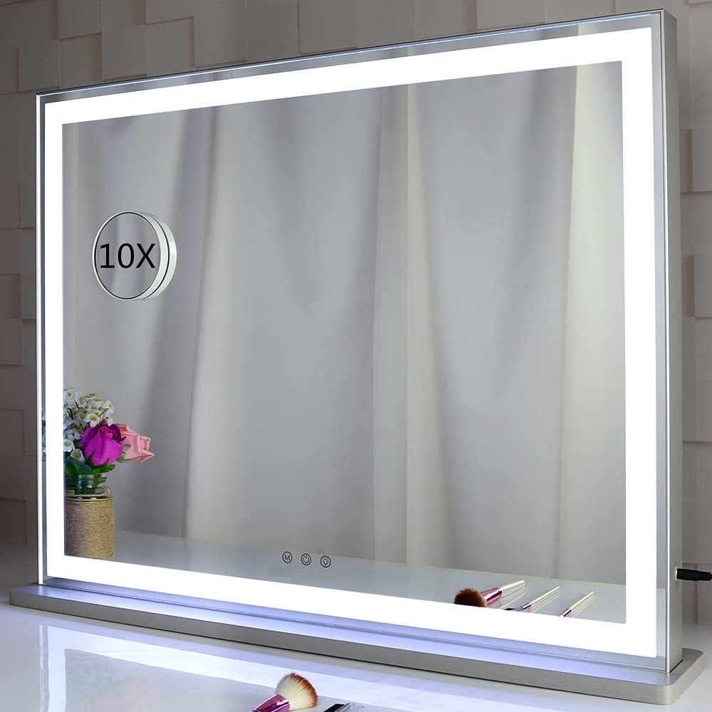 Hollywood LED Vanity Mirror with Smart Touch Control, 3 Color Dimmable Lights (28.3 x 22 Inches) - Perfect for Makeup Application, Skincare Routine & Home Decor