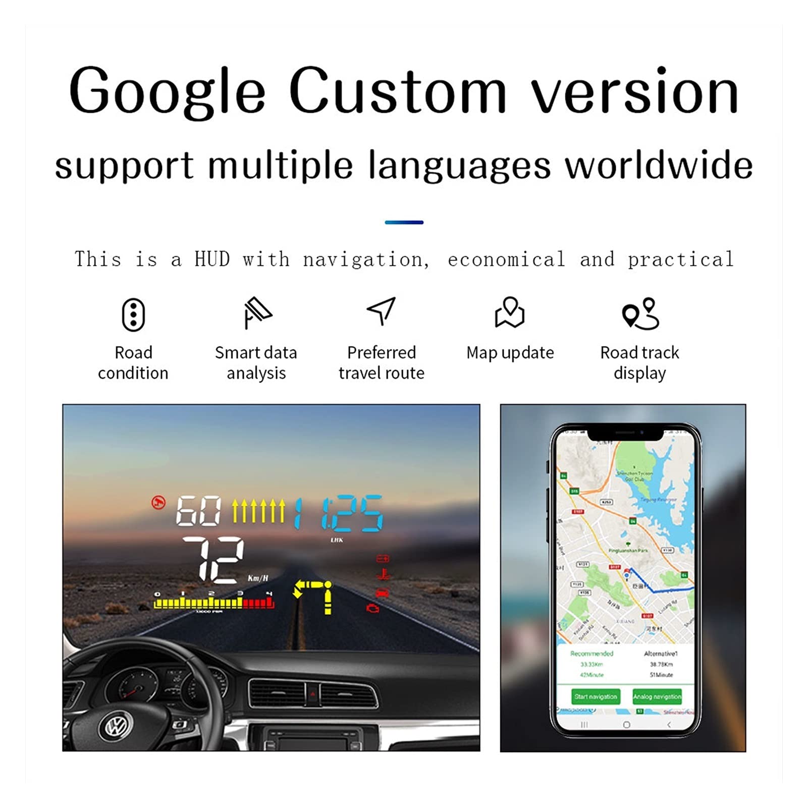 M15 OBD2 HUD Display - Dual Mode GPS Projector with Overspeed Warning | Real-Time Speedometer & Car Diagnostics | Perfect for Night Driving & Performance Monitoring