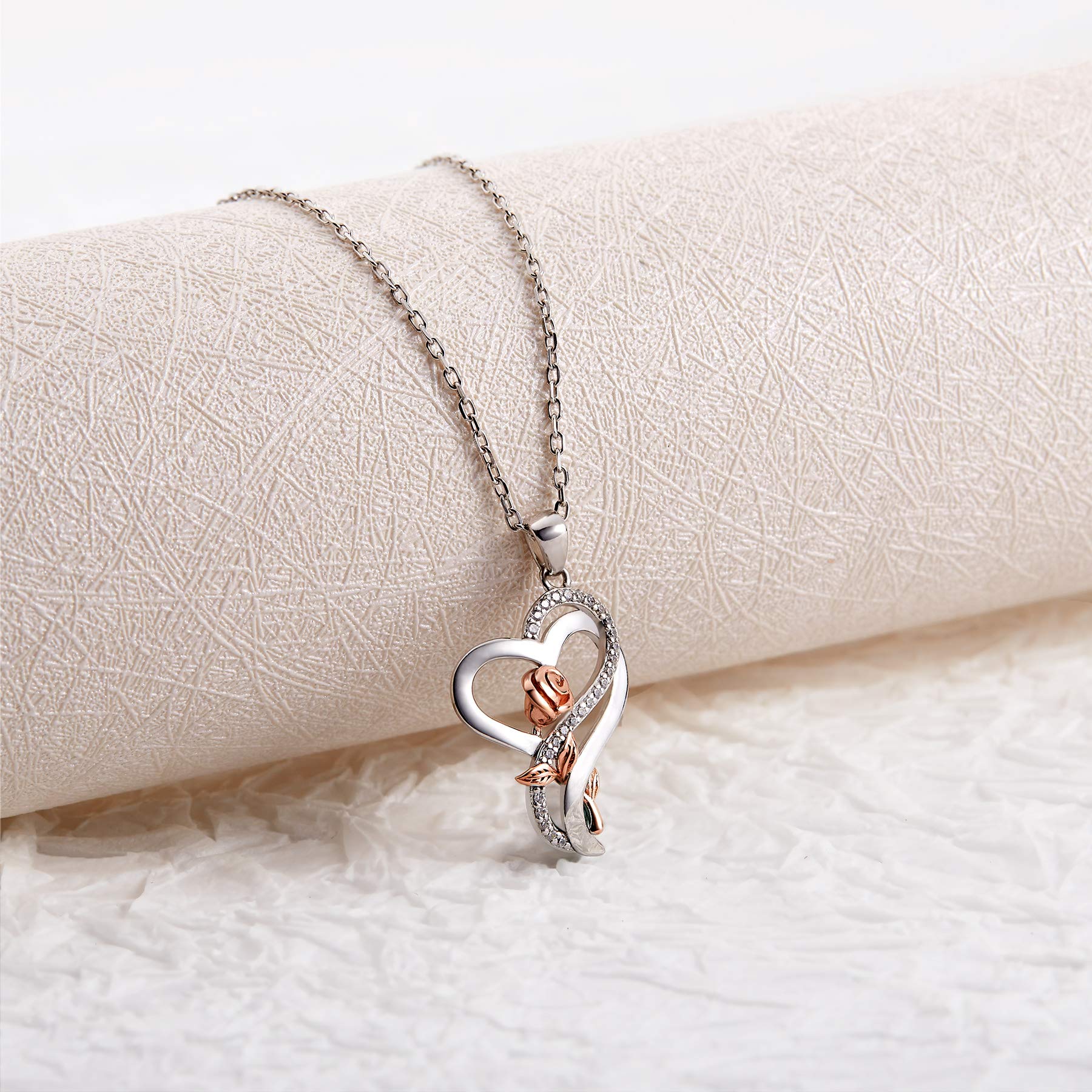 Mother's Day Gifts for Mom - Sterling Silver Heart Rose Pendant Necklace for Women | Birthday Jewelry Gift for Wife, Girlfriend & Her | Perfect for Anniversaries, Valentine's Day & Special Occasions