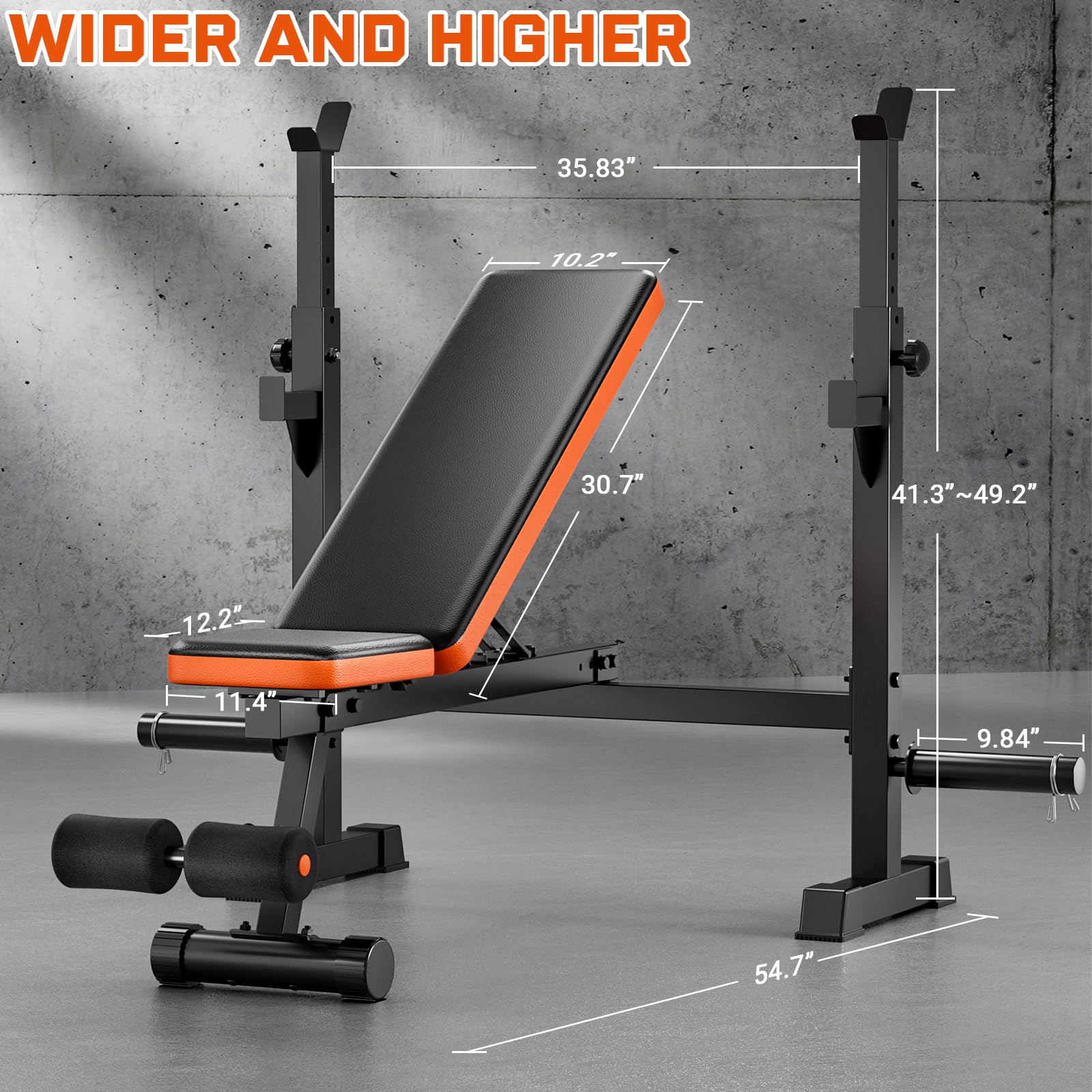 Fostoy 770lbs Weight Bench Set - Adjustable Olympic Bench Press with Squat Rack for Home Gym, Full Body Strength Training Equipment for Men & Women | Perfect for Home Workouts, Weightlifting, and Muscle Building