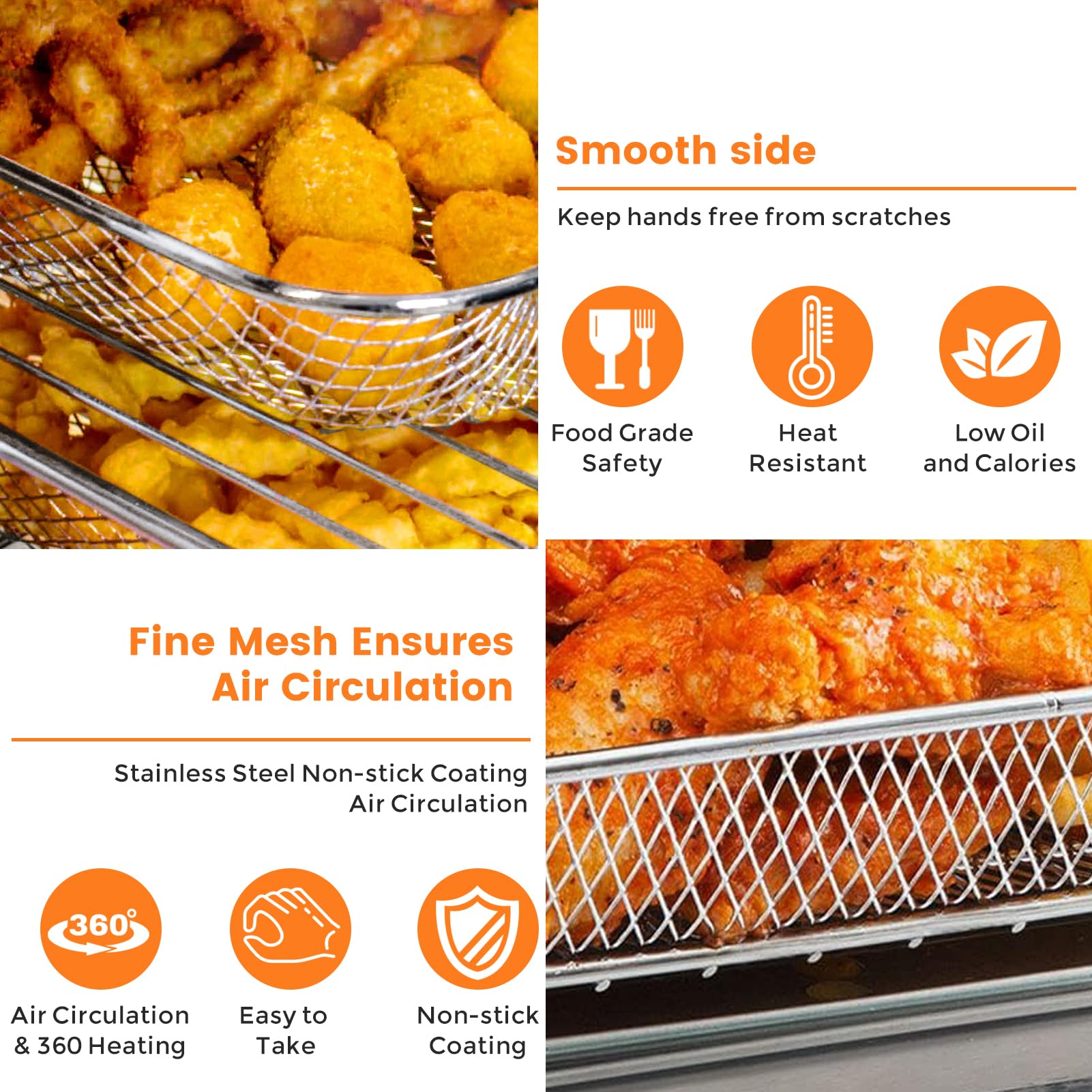 Non-Stick Air Fryer Basket Replacement for NuWave Bravo XL Air Fryer Toaster Smart Oven - 11.7
