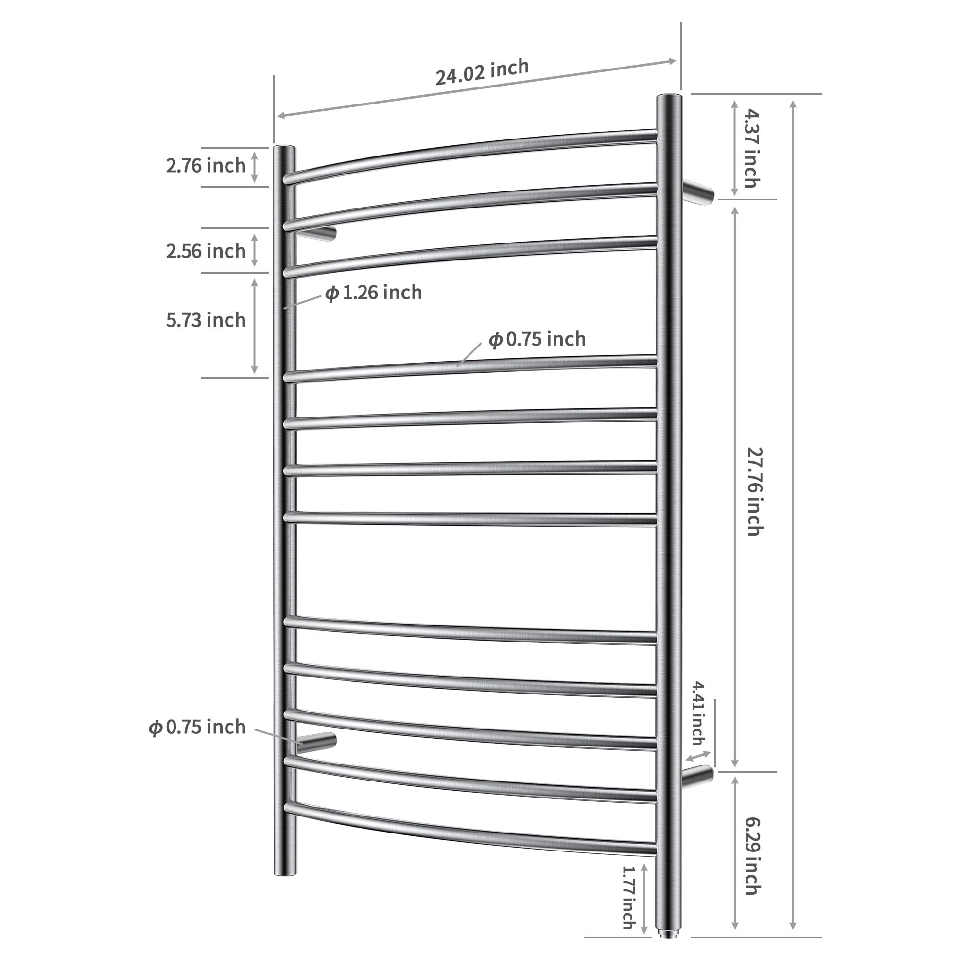 HEATGENE Electric Towel Warmer - Wall Mounted Heated Towel Rack with Plug-in/Hardwired Options, Brushed Stainless Steel - Perfect for Bathrooms, Spas & Luxury Home Use