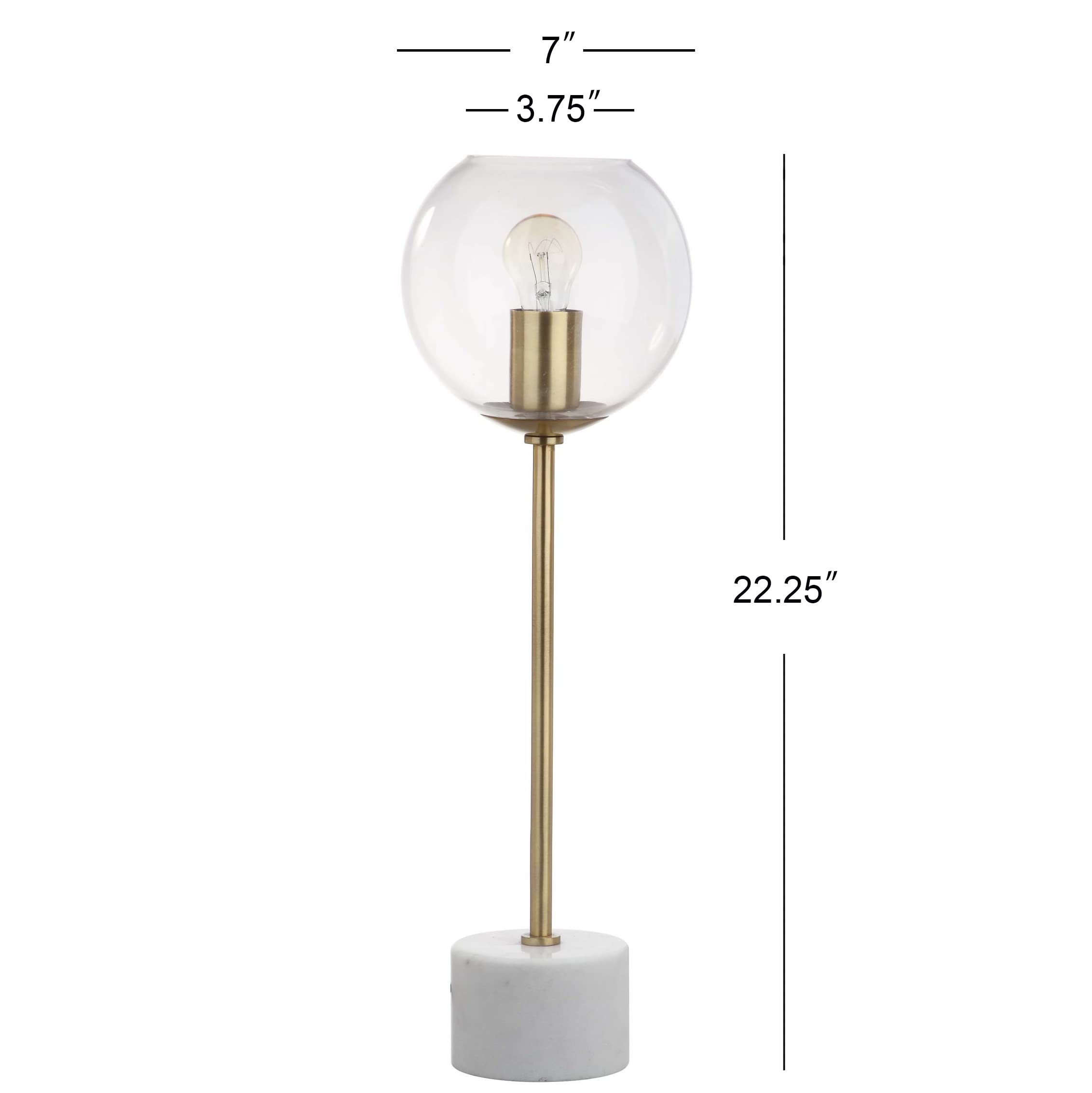 Safavieh Caden 22-inch Brass Gold & White Table Lamp with LED Edison Bulb - Bedroom, Living Room, Home Office, Nightstand Lighting Decor for Cozy Ambiance