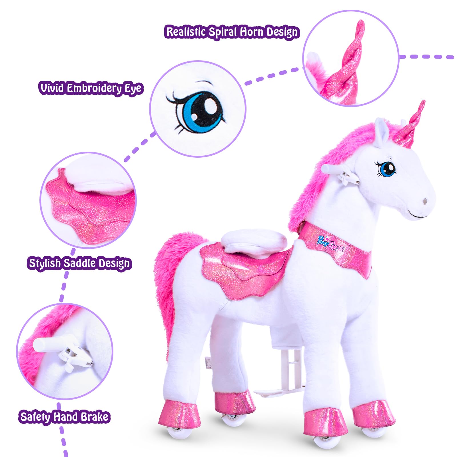 PonyCycle E412 Unicorn Ride-On Toy for Girls Ages 4-8 | 35.4