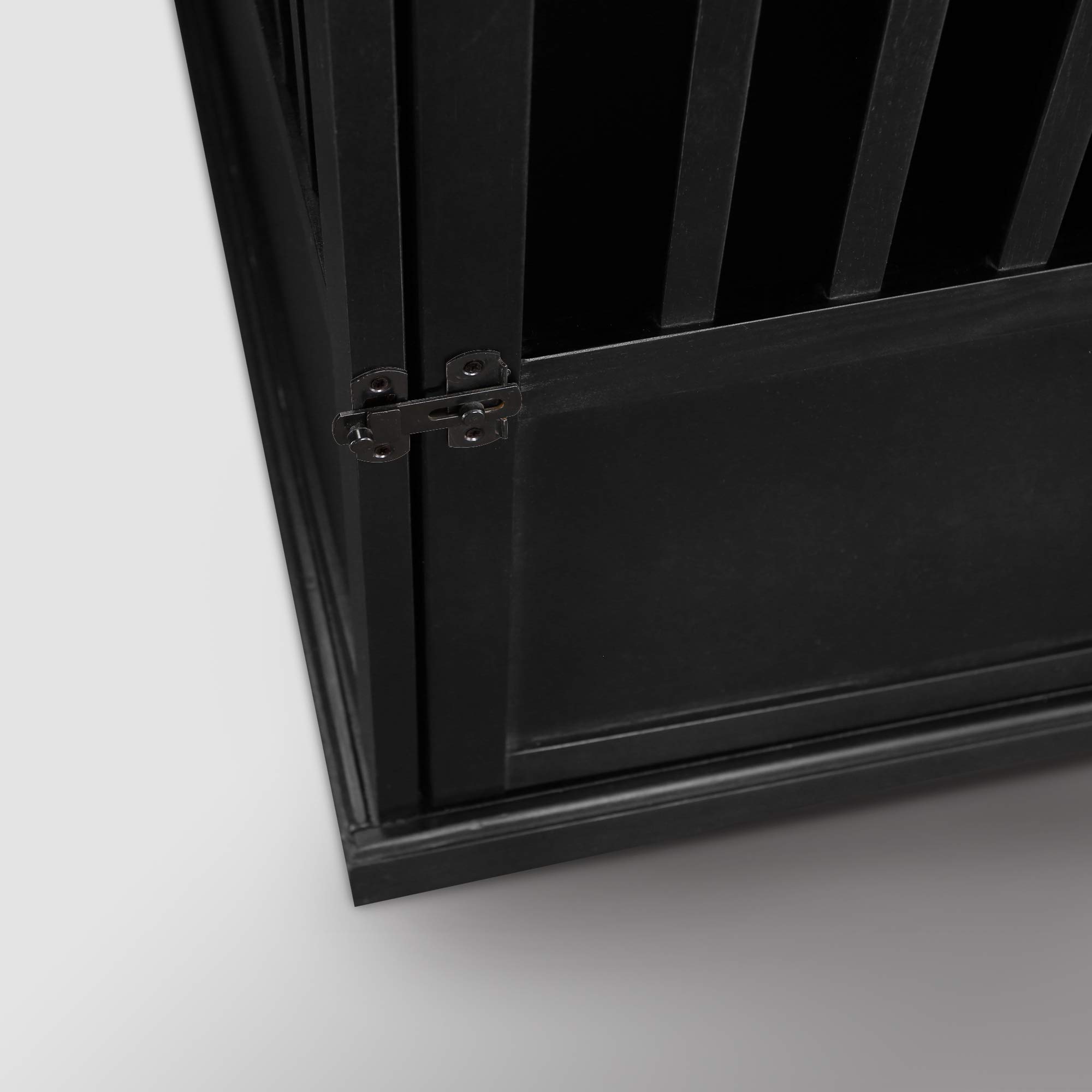 Wooden Dog Crate End Table - Lockable Indoor Pet Kennel for Small to Medium Dogs, Nightstand Furniture for Living Room & Bedroom, Black - Perfect for Home Decor & Pet Safety