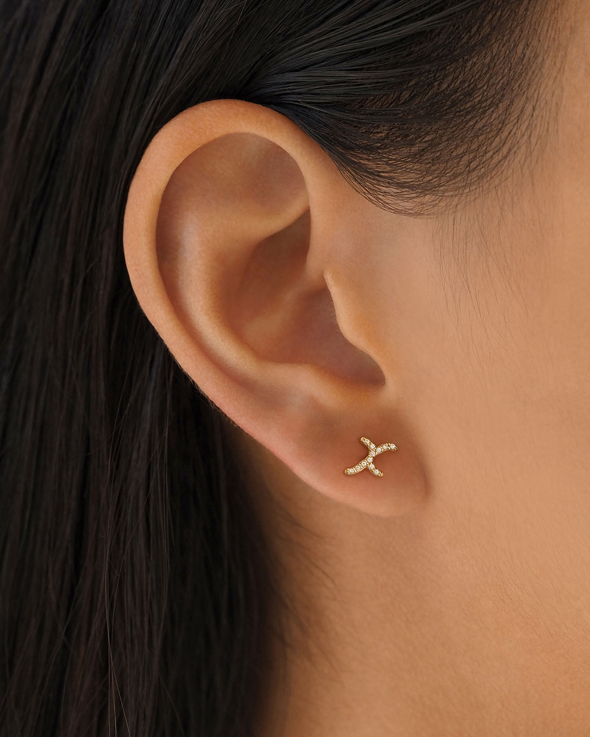 14K Solid Gold Forever Love Diamond Letter Earrings for Women - Dainty Initial Alphabet Studs for Everyday Wear, Gift for Her, Anniversary & Valentine's Day Jewelry