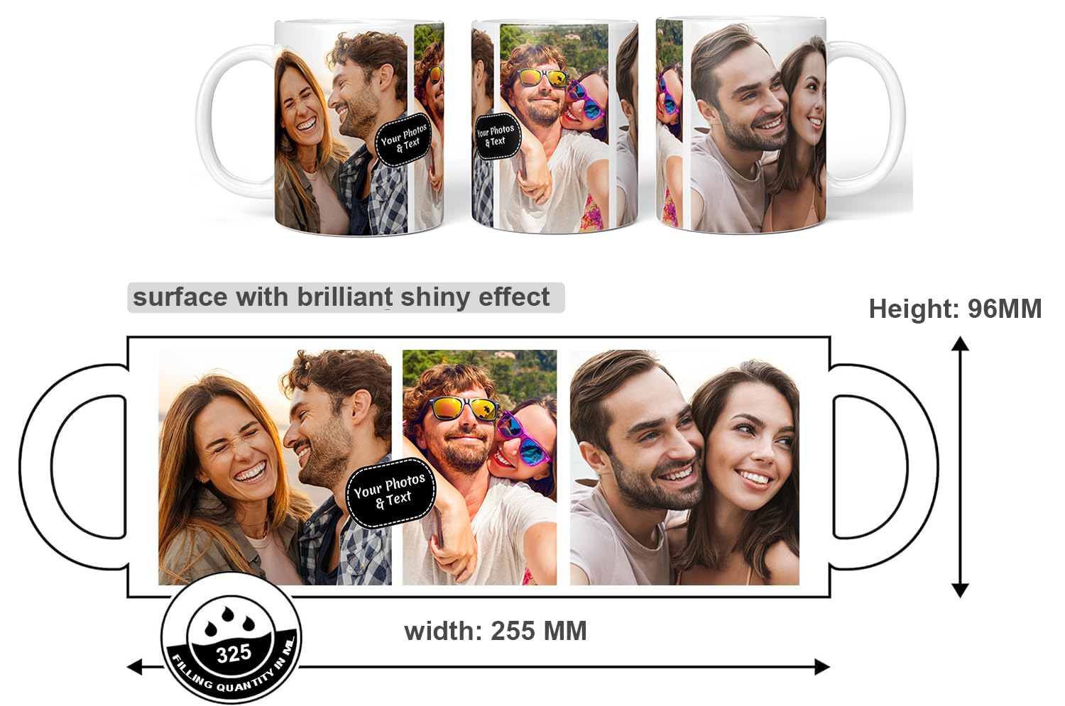 Personalized Ceramic Mug - Custom Photo, Text, Quotes & Name - 325ml Birthday Gift, Anniversary Present, Rakhi Gift for Rakshabandhan - Perfect for Coffee, Tea & Office Use