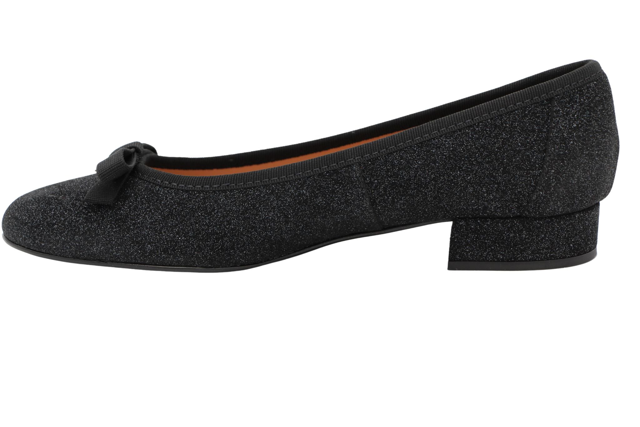 Fabucci Women's Black Shimmer Ballet Flats with Bow - Elegant Comfort Shoes for Work, Wedding & Everyday Wear