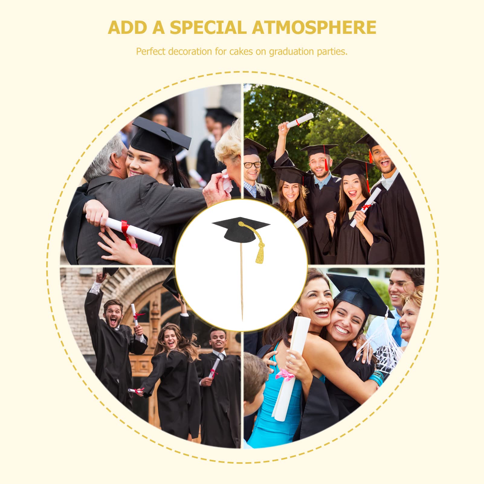 PRETYZOOM 30PCS 2022 Graduation Cupcake Toppers & Cake Decorations - Gold & Black Graduation Party Supplies for High School, College Celebrations - Perfect for Graduation Cakes, Cupcakes, Dessert Tables and Party Decor