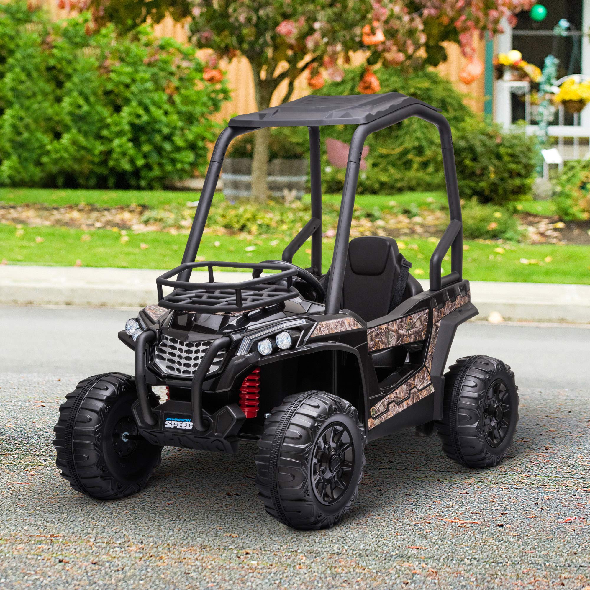 12V Kids Electric UTV Ride-On Car - Battery Powered Toy Vehicle with Music, Lights, MP3/USB, Suspension & Parent Remote Control - Off-Road Adventure Gift for Boys & Girls (Camo) - Perfect for Backyard Play, Birthday Presents & Outdoor Family Fun