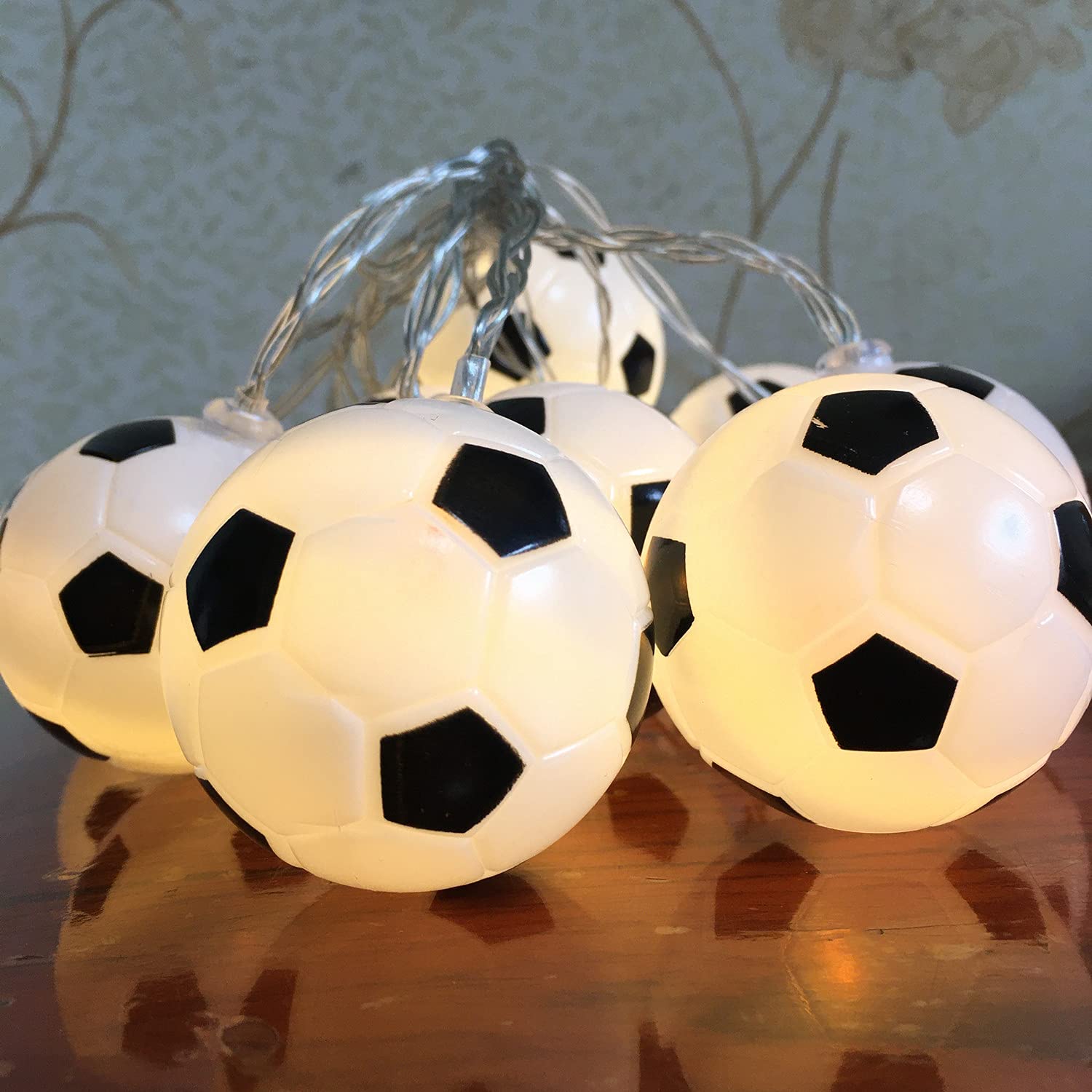 Soccer Ball String Lights - 10 LED Battery Fairy Lights for Kids' Room Decor | Birthday Christmas Party Gift