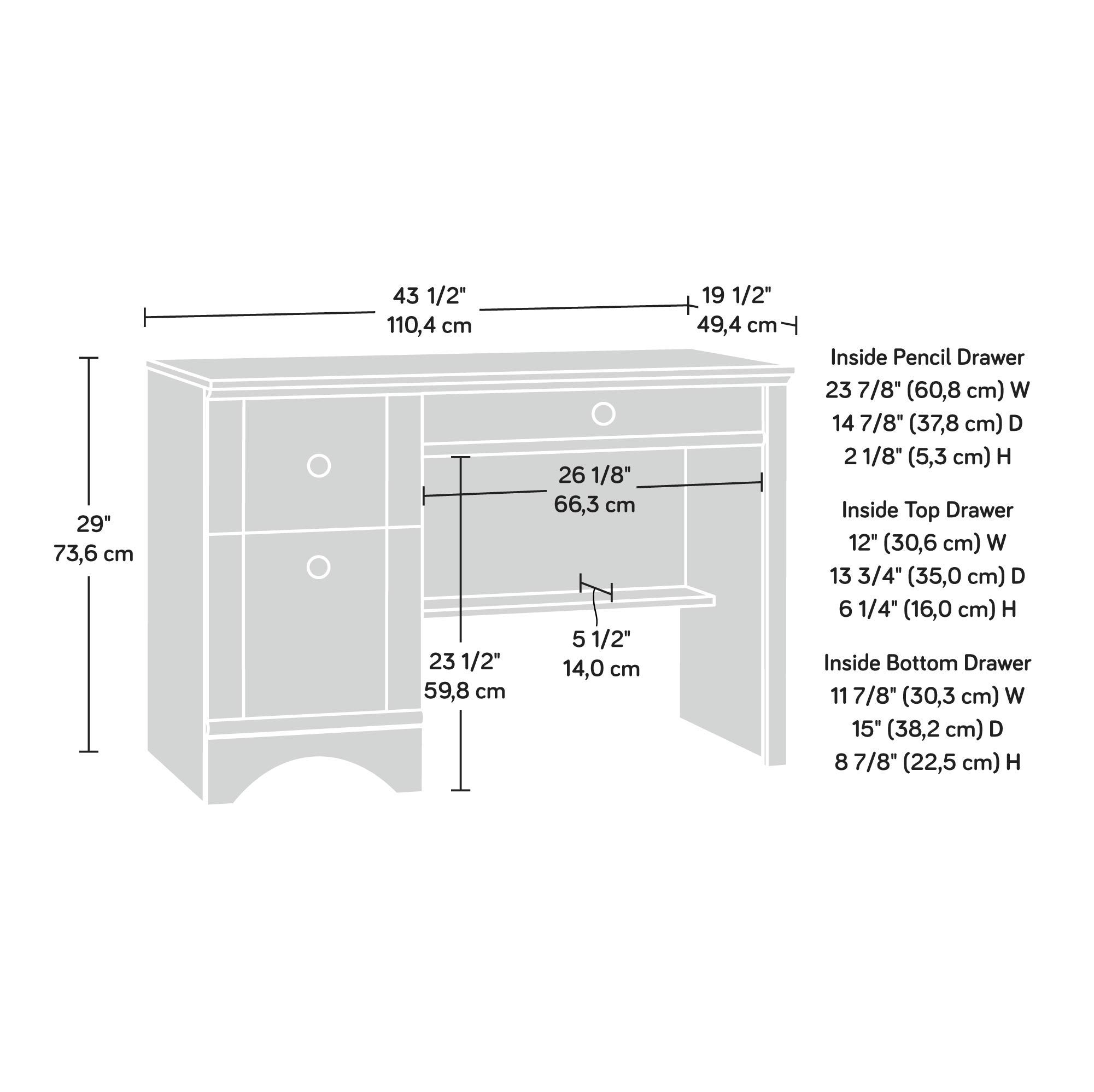 Sauder Harbor View Computer Desk - Salt Oak Finish - Home Office Desk for Work & Study - Compact Writing Desk with Storage Shelf