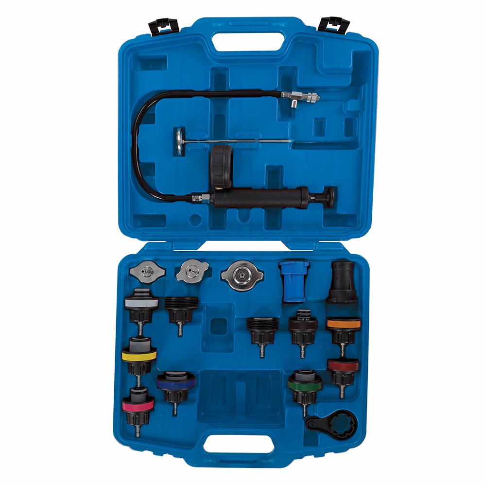 647951 Radiator Pressure Tester Kit - 18-Piece Professional Automotive Cooling System Diagnostic Tool Set for Leak Detection & Maintenance | Ideal for Mechanics, DIY Car Repair & Engine Diagnostics