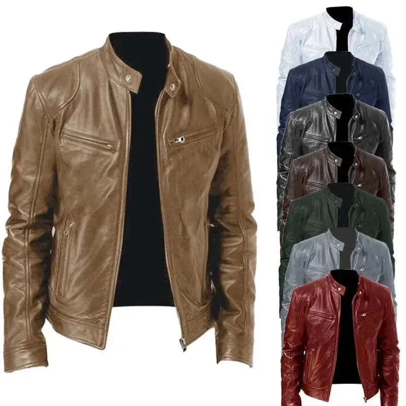 Slim Fit Men's Leather Jacket - Premium Genuine Leather Motorcycle Biker Jacket for Men - Stylish & Comfortable for Casual Wear, Riding & Outdoor Activities