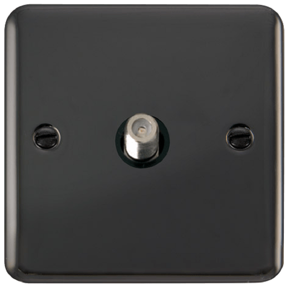 Click Deco Plus Black Nickel Satellite Socket DPBN156MBK - Premium Electrical Outlet Cover for Modern Homes, Offices & Commercial Spaces