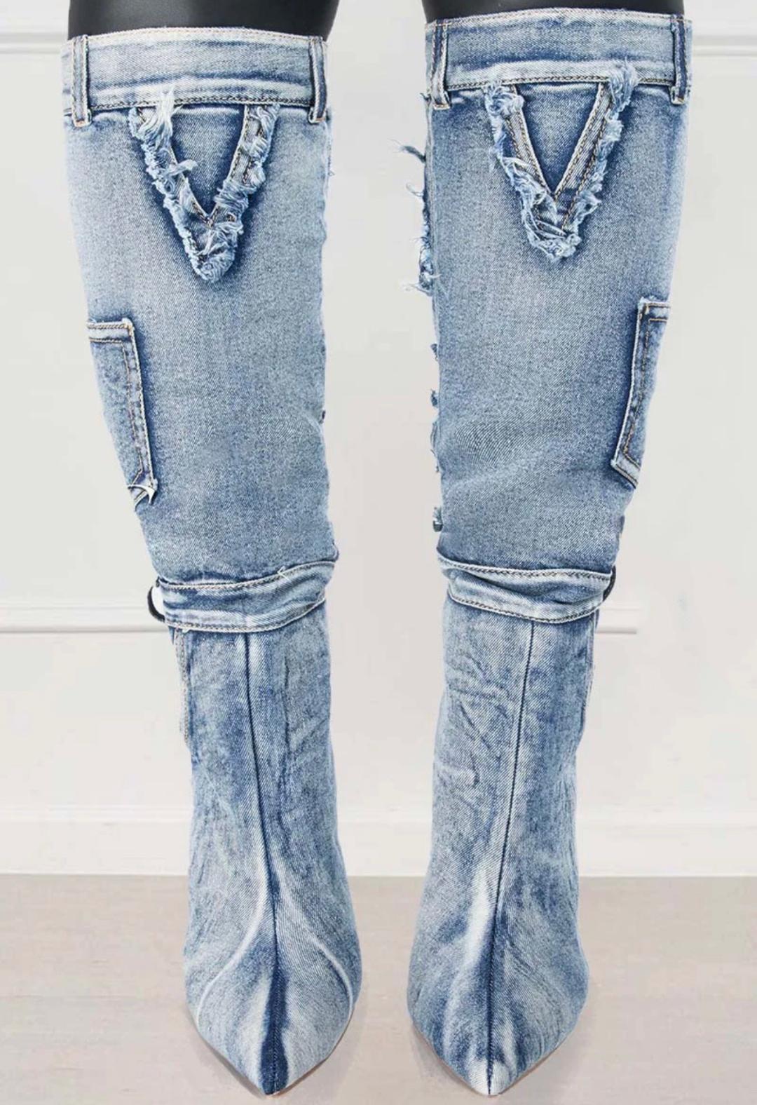Scarlet Women's Denim Ankle Boots - Stylish Western Cowgirl Boots for Casual Outfits & Country Music Festivals