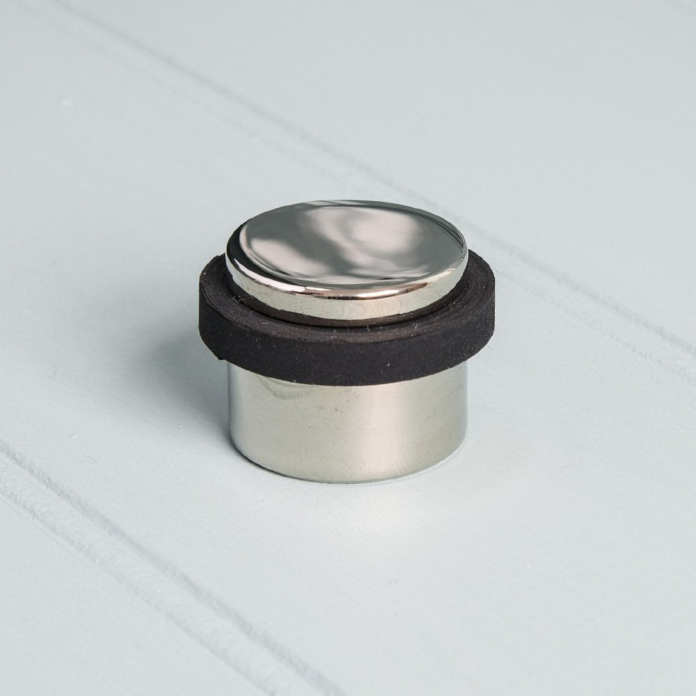 Polished Nickel Heavy Duty Door Stop with Non-Slip Rubber Base - Perfect for Home, Office & Commercial Use to Prevent Door Damage