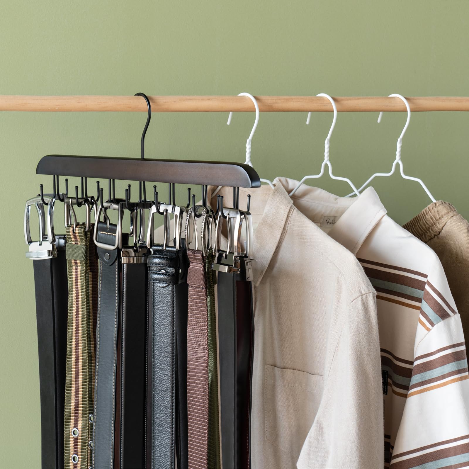 Mkono 2 Pack Wooden Bra Hangers with 14 Hooks - 360° Rotating Space Saving Closet Organizer for Tank Tops, Sports Bras, Belts, Ties & Scarves - Perfect for Home, Apartment & Dorm Room Storage