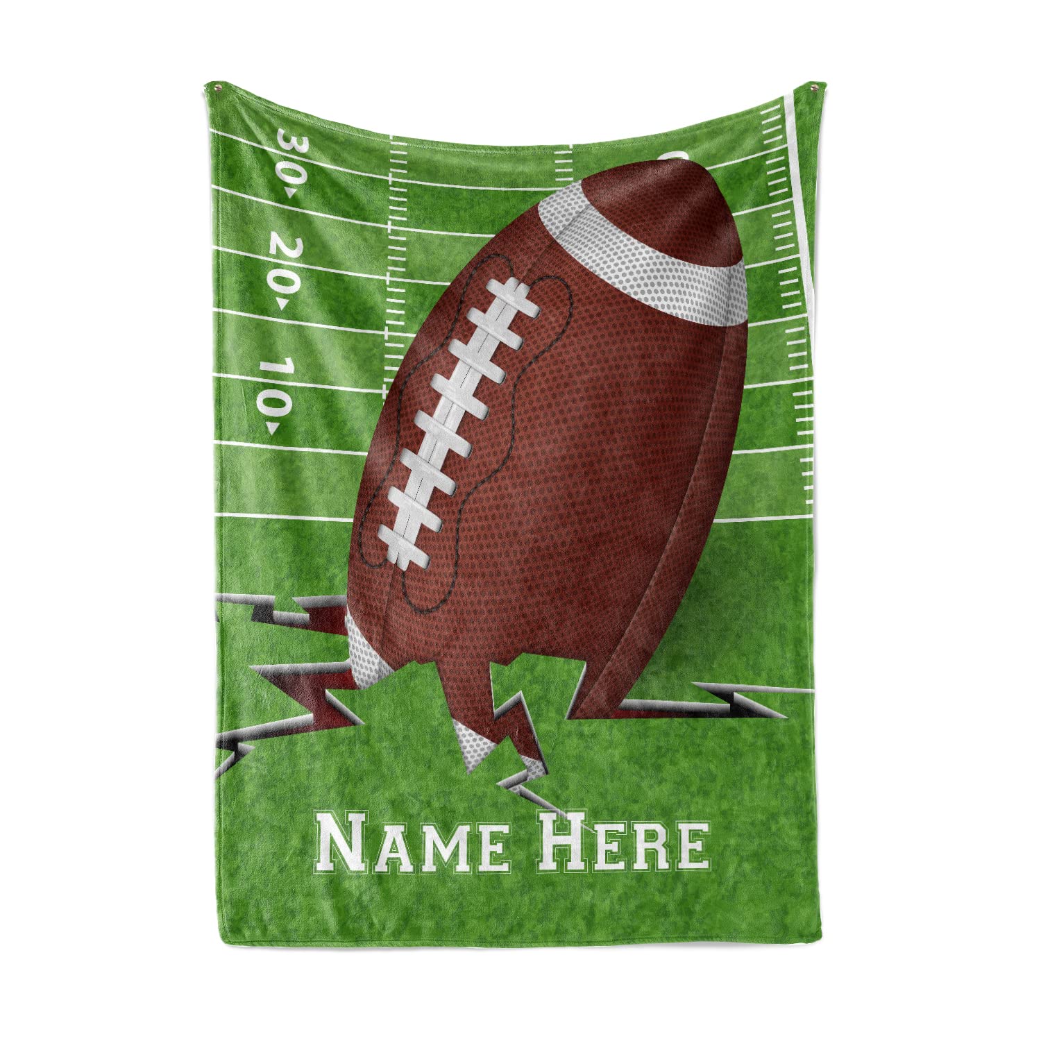 Personalized Football Fleece Blanket for Boys and Girls - Soft Baby & Toddler Blanket for Daycare, Nursery or Home - Cozy Sherpa Throw Blanket for Kids - Perfect Gift for Sports Fans & Birthday Presents