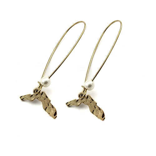 Florida State Earrings - 14K Gold Plated Dangle Earrings for Women - Perfect for Gameday, Parties & Everyday Wear
