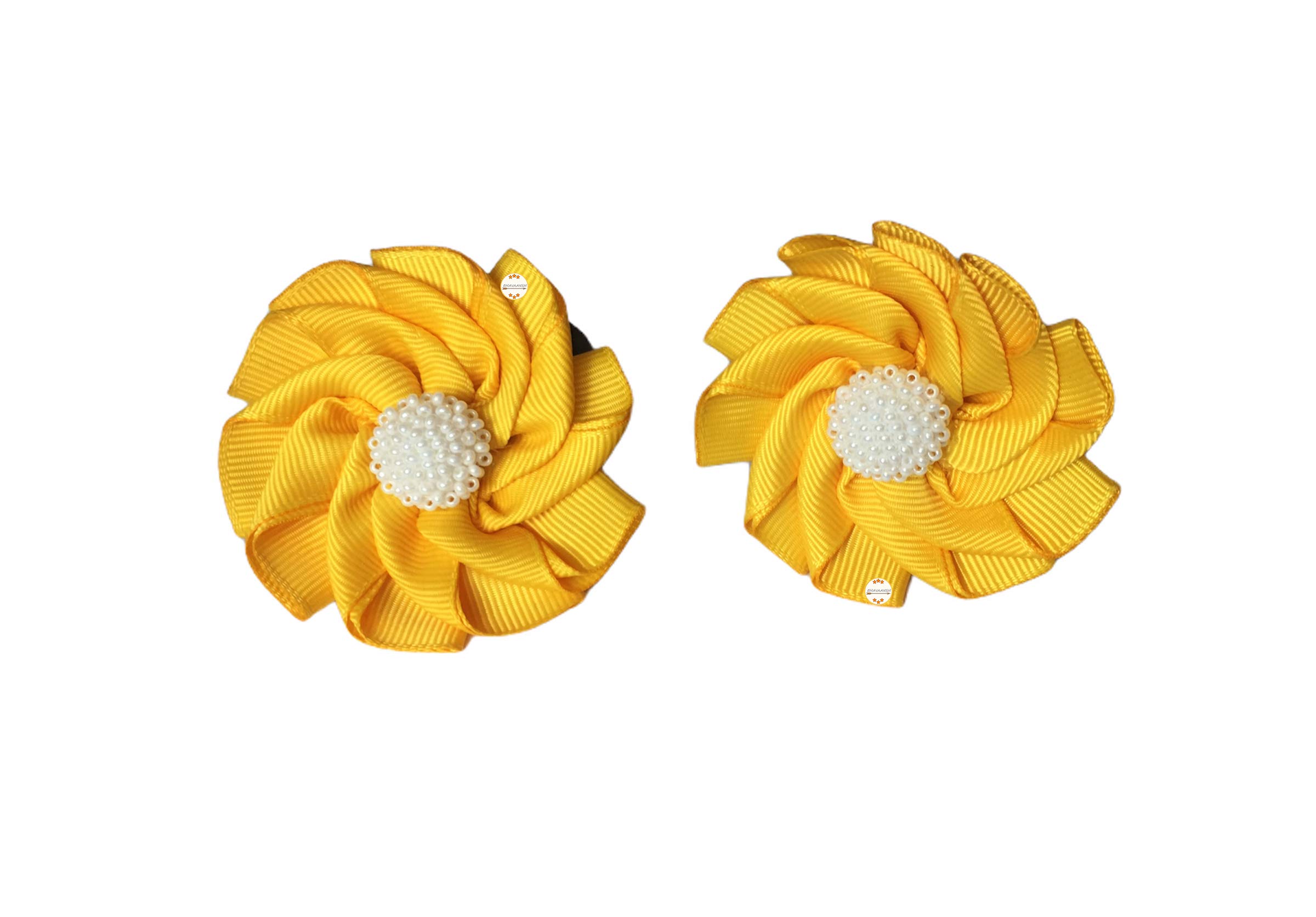 Hands-Free Pinwheel Ponytail Holders for Girls - Vibrant Yellow Hair Accessories for School, Sports & Playtime
