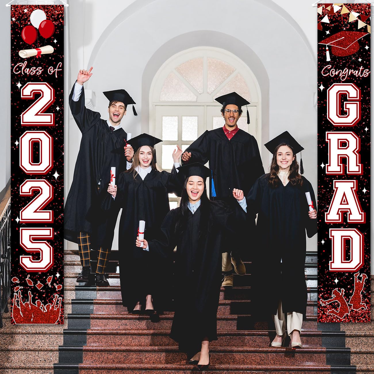 Class of 2025 Graduation Banner - Maroon Congratulation Sign for High School & University Grads | Hanging Door Porch Decor | Perfect for Graduation Parties, School Events & Photo Backdrops