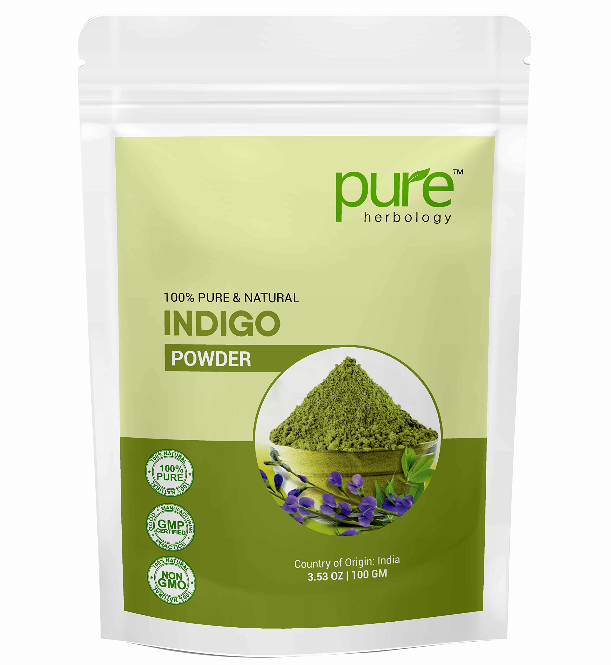 Pure Herbology Natural Indian Indigo Powder for Hair Care - 100g | Chemical-Free Hair Dye & Gray Coverage | DIY Herbal Hair Coloring & Conditioning Treatment for Natural Hair Growth