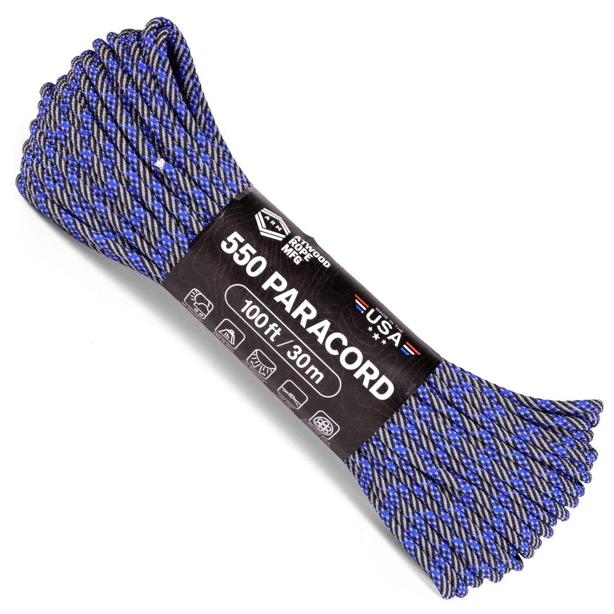 Atwood 550 Paracord 100ft - 7-Strand Nylon Survival Rope for Outdoor, Camping & DIY Crafts