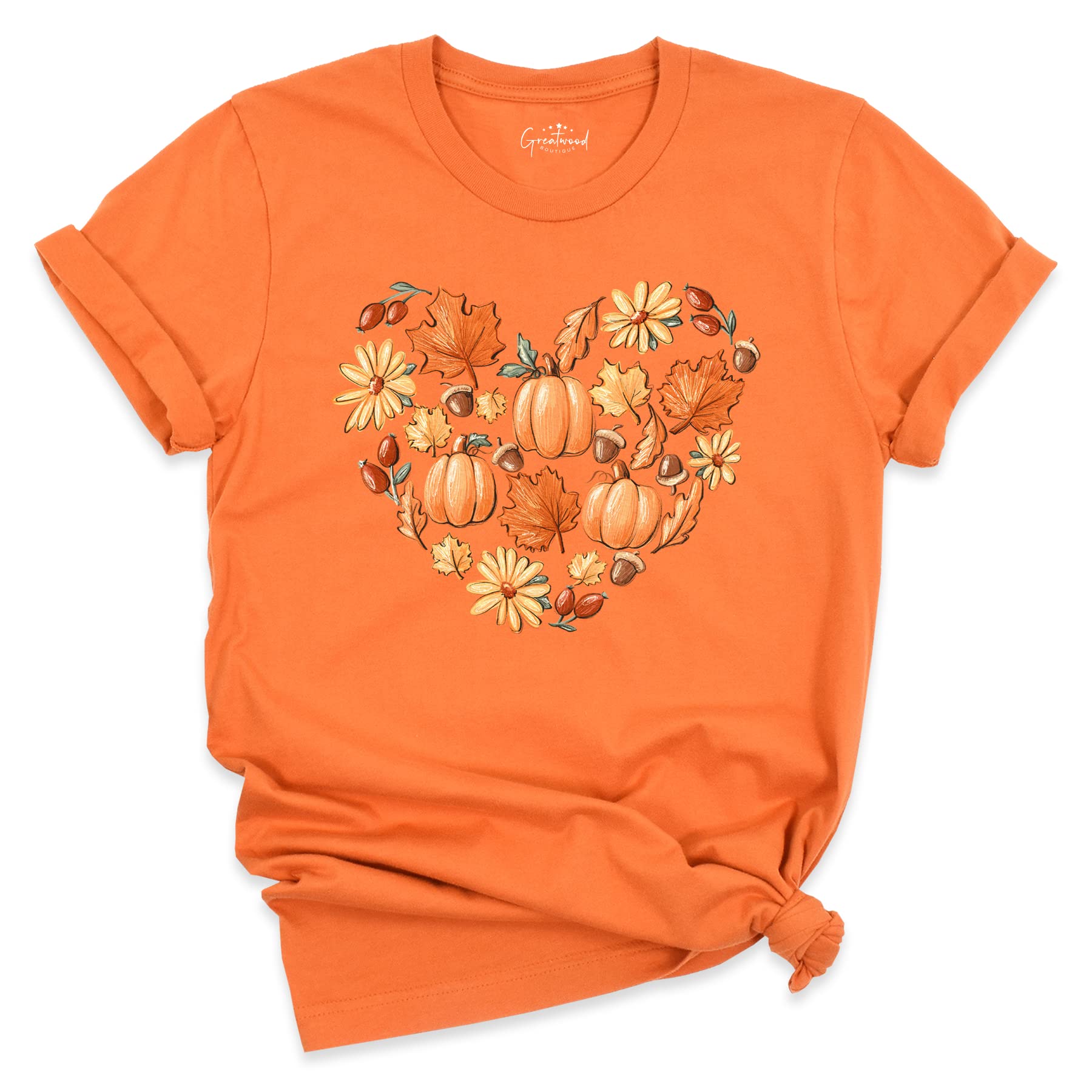 Halloween Fall Pumpkin Heart Shirt for Women | Cute Autumn Graphic Tee with Doodles | Thanksgiving & Halloween Party Outfit | Cozy Seasonal Fashion for Fall Festivities