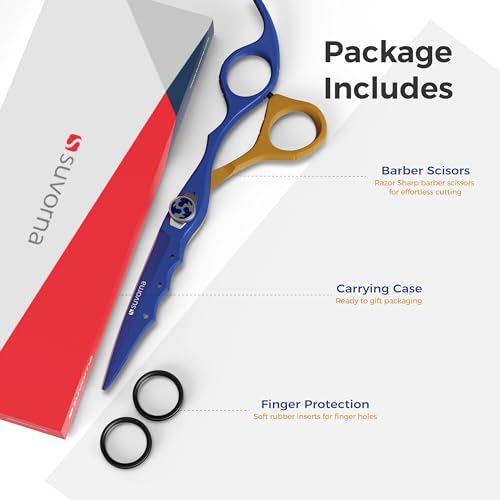 Professional Hair Cutting Scissors for Barbers & Stylists - Sharp Hairdressing Shears for Women & Men - Precision Barber Scissors in Yellow & Blue - Perfect for Salon, Home Haircuts & Styling