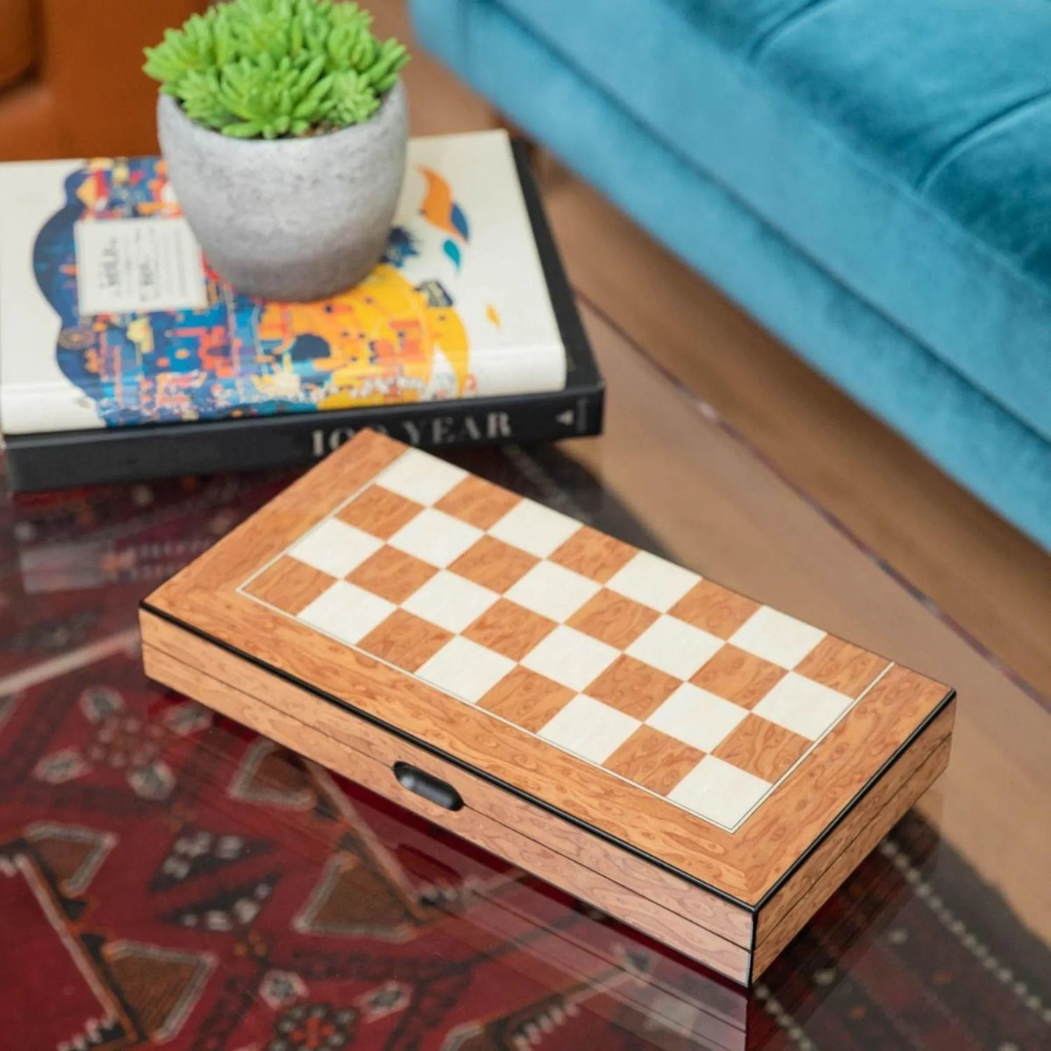 Premium Wooden Backgammon and Chess Set - 2 in 1 Classic Board Games for Adults & Family - Portable Travel Game Set for Home, Office, Camping and Gifts
