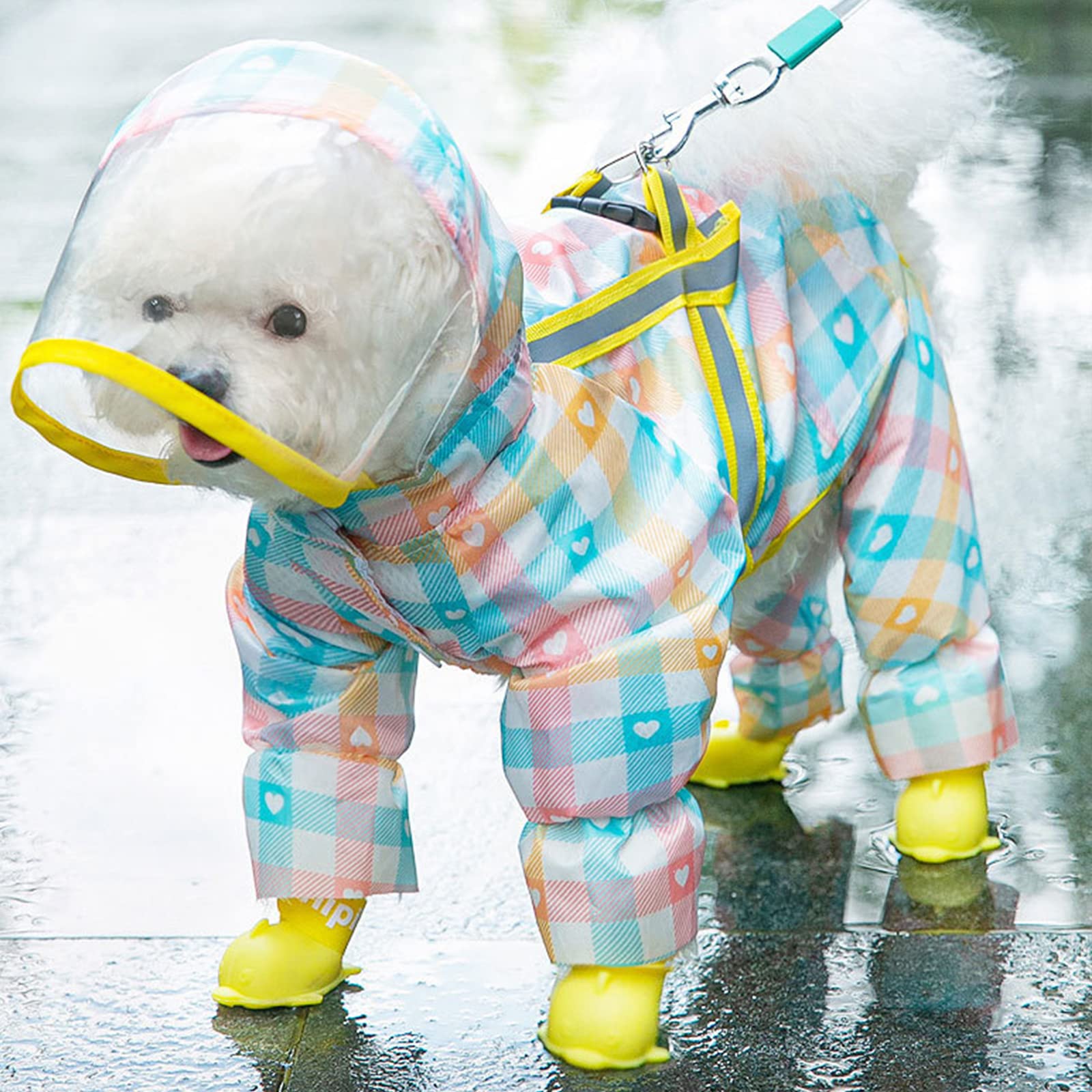 Waterproof Dog Raincoat with Hood & Transparent Brim - Breathable Dog Rain Poncho Jacket for Small Dogs - Perfect for Outdoor Walks & Rainy Day Adventures