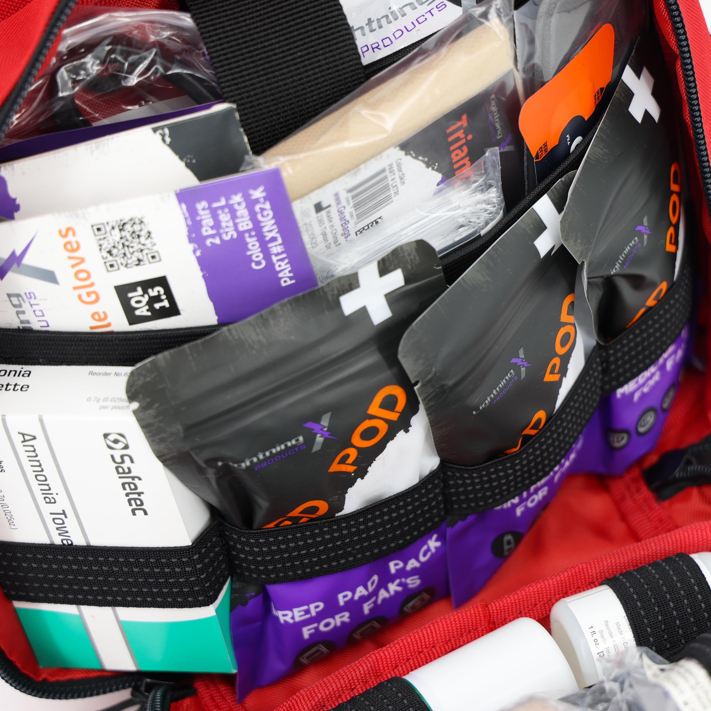 Lightning X Premium Rip-Away Vehicle First Aid Kit - Red Emergency Medical Supplies for Car Headrest | Perfect for Road Trips, Camping & Outdoor Adventures