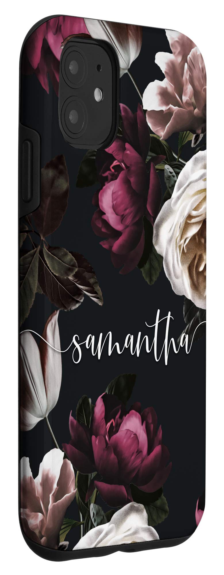 Personalized iPhone 11 Case with Floral Rose & Peony Design - Custom Name 