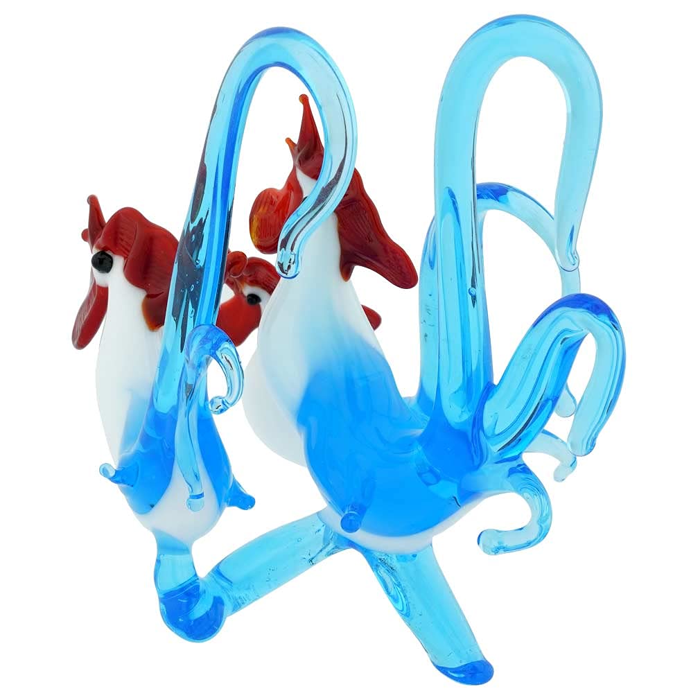 Authentic Murano Glass Rooster Trio from Venice - Handmade Italian Art Glass Decor for Kitchen, Dining Table & Home
