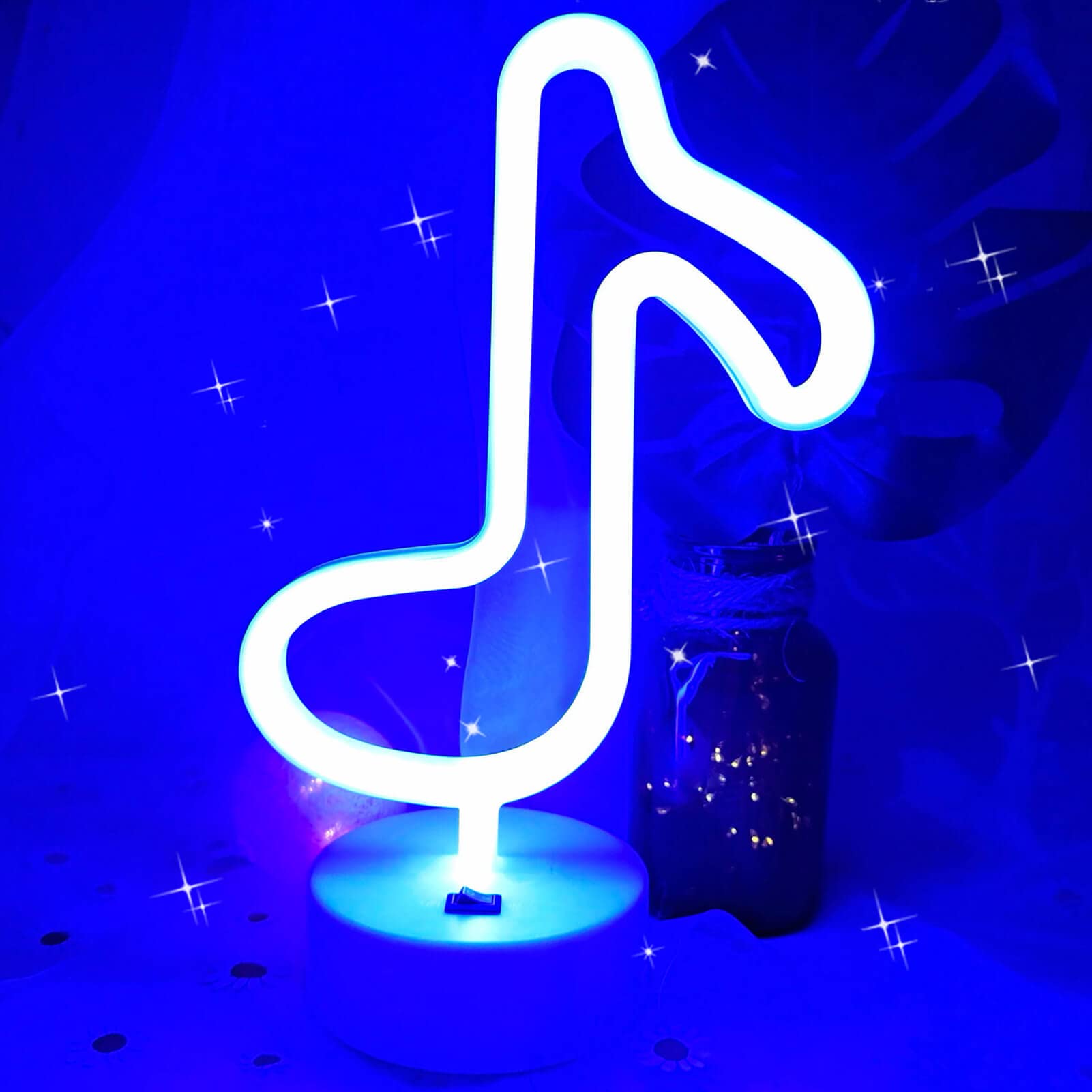 LED Music Note Neon Light Sign - USB/Battery Powered Blue Neon Night Light for Bedroom Decor - Perfect for Kids' Rooms, Parties & Music Themed Spaces