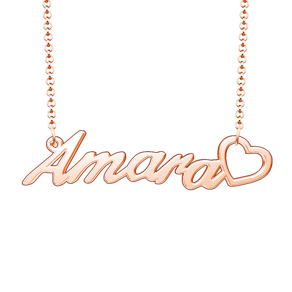 Personalized Rose Gold Plated Heart Pendant Necklace with Custom Name - Perfect Gift for Anniversary, Valentine's Day & Mother's Day