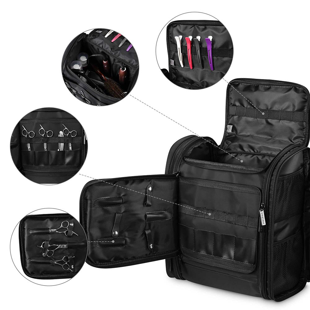 Professional Barber Bag & Makeup Backpack for Hairstylists & Artists - Waterproof Travel Organizer for Salon Tools, Cosmetics & Hair Accessories - Perfect for Mobile Stylists, Salon Professionals & Makeup Artists On-The-Go