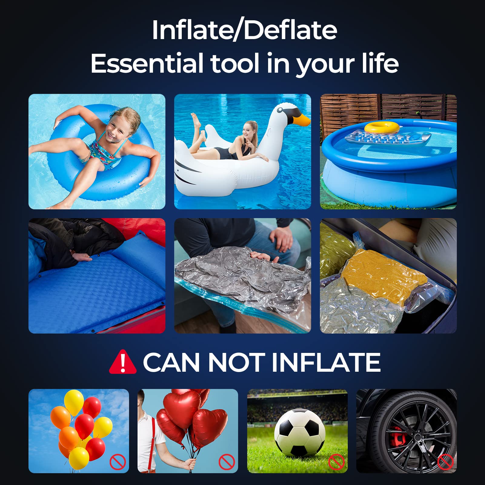 Best Electric Air Pump for Inflatables - 5200mAh Portable Air Mattress Pump with 4 Nozzles & LED Display - Fast Inflator/Deflator for Pool Floats, Paddle Boats, Camping Gear, Swimming Rings - Perfect for Beach, Travel and Outdoor Adventures
