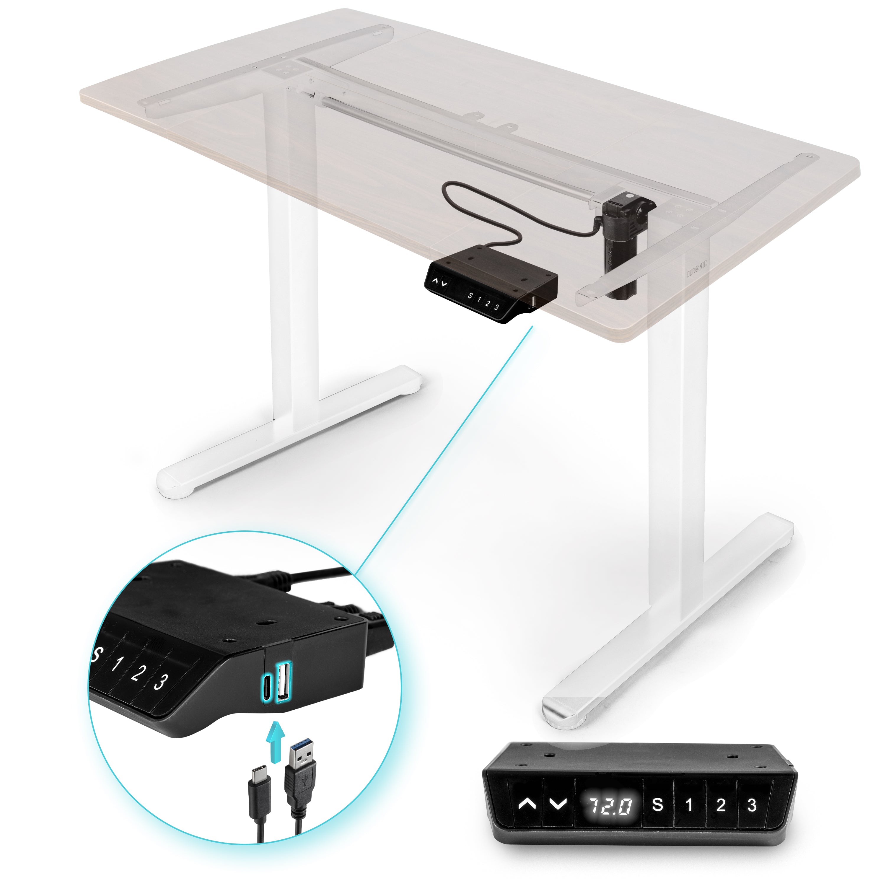 Duronic TM51 WE Electric Standing Desk Frame Only - Adjustable Height Sit Stand Desk (28