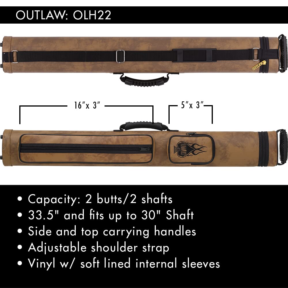 OUTLAW OLH11 1x1 Hard Pool Cue Case - Durable Billiard Cue Stick Storage for Professional & Home Use - Perfect for Pool Halls, Bars, and Game Rooms