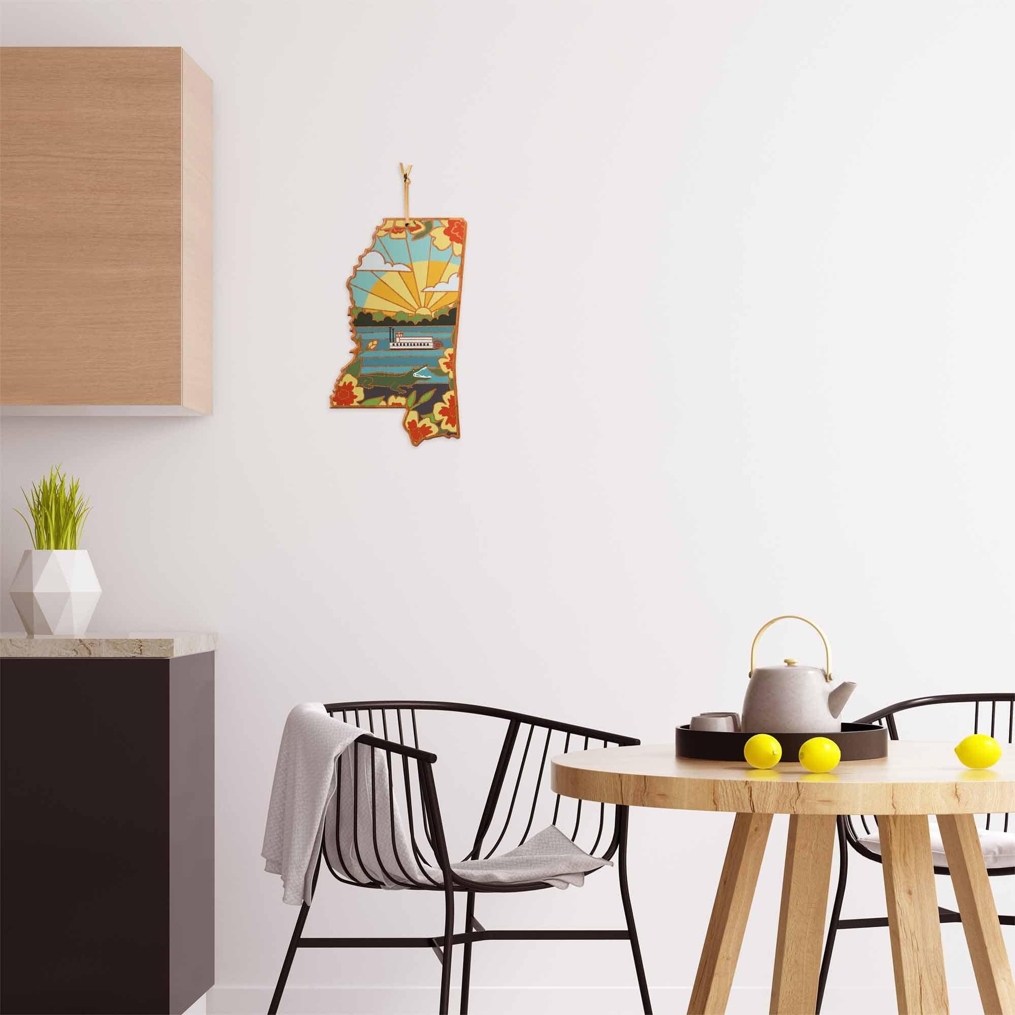 Handcrafted Mississippi Wooden Cutting Board with Summer Stokes Artwork - Perfect for Kitchen Prep, Charcuterie Boards & Home Decor