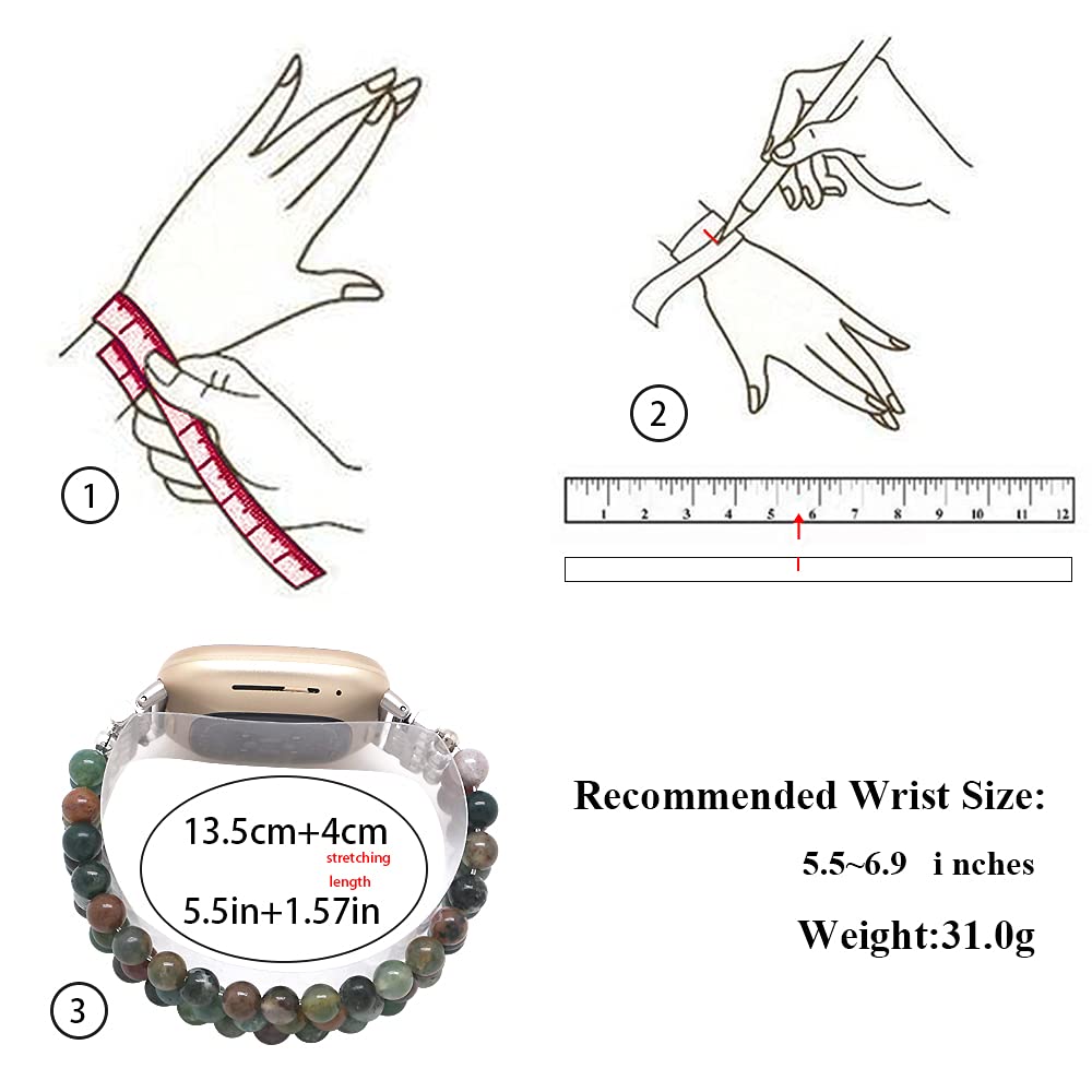 Fitbit Versa 3/4 & Sense 2 Bands - Beaded Gemstone Bracelets for Women & Men | Workout & Fashion Accessory