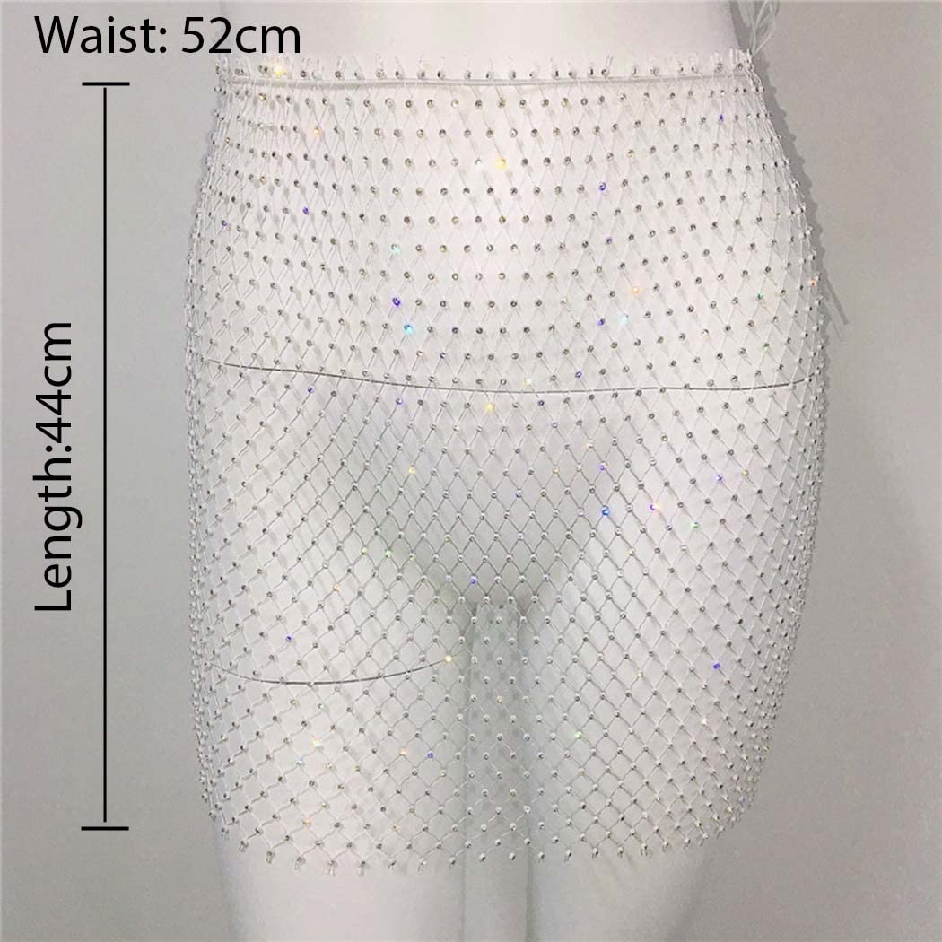 Elegant Rhinestone Mesh Body Chain - Stretchy Elastic Belly Skirt & Fishnet Jewelry for Women & Girls | Perfect for Music Festivals, Beach Parties & Boho Fashion