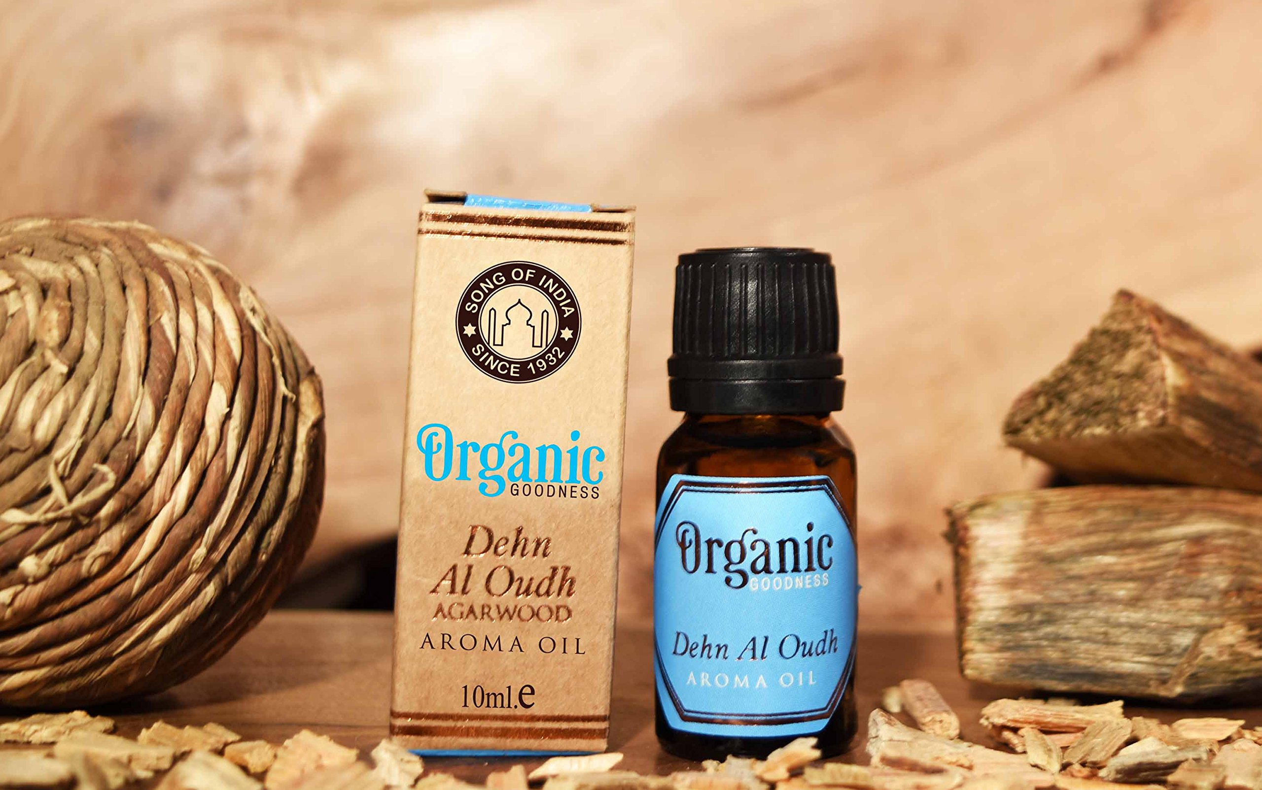 Song of India Organic Aroma Diffuser & Vaporizer Oil - 100% Pure Natural Essential Oil in Amber Glass Bottle (Dehn Al Oudh/Oud) for Home Relaxation, Yoga & Aromatherapy
